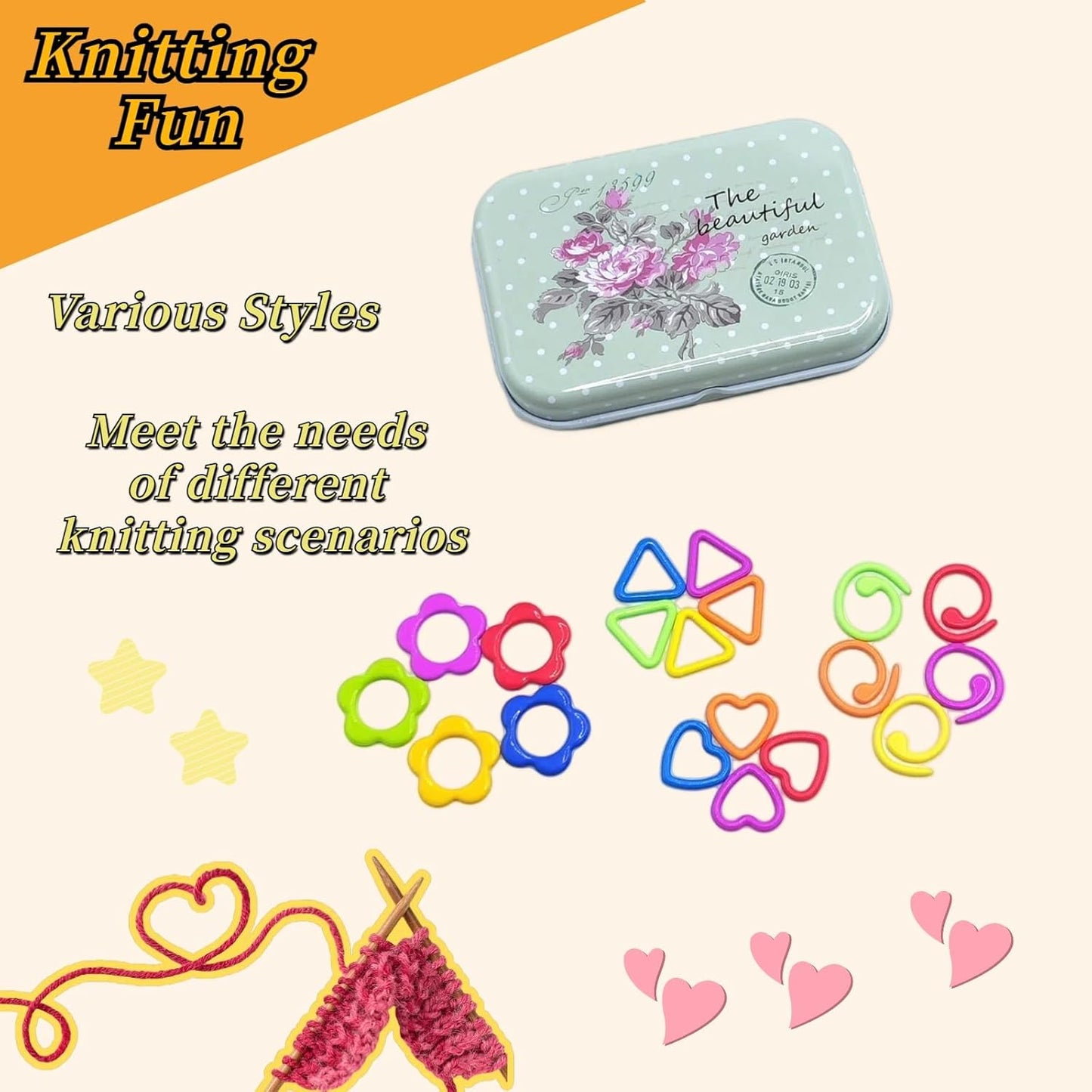 Metal Round Stitch Markers,Colorful Crochet Stitch Markers,Knitting Stitch Markers with Storage Case,Crochet Gift for Knitting Weaving Lovers (Round)