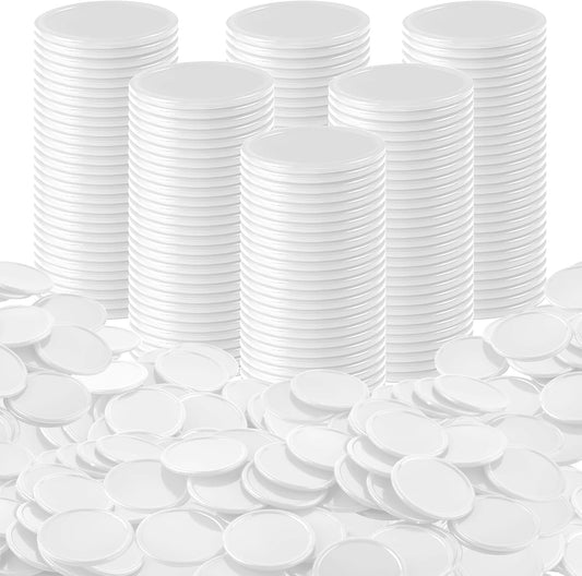 Coopay 600 Pieces Plastic Poker Chips Learning Counters Disks Bingo Chip Counting Discs Markers for Math Practice and Poker Card Game Tokens, Teaching Rewards, 38 mm/ 1.5 Inches (White)