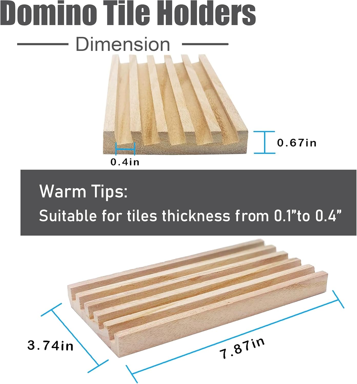 Wooden Domino Trays/Racks Set of 8 Mexican Train Domino Trays/Racks Double 12 Tiles Holders Rack Domino Tiles Holders Domino Wood Holder【 Dominoes not Included】