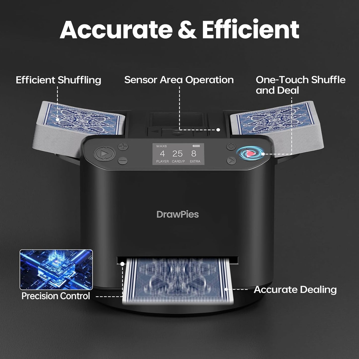 Automatic Card shuffler and Dealer 2-in-1 Machine 2025, 1-12 Player, Rotatable 360°, Remote Card Calling, Ultra Quiet, Rechargeable, for Board Games and Poker, Casino Card, UNO, Five Crowns