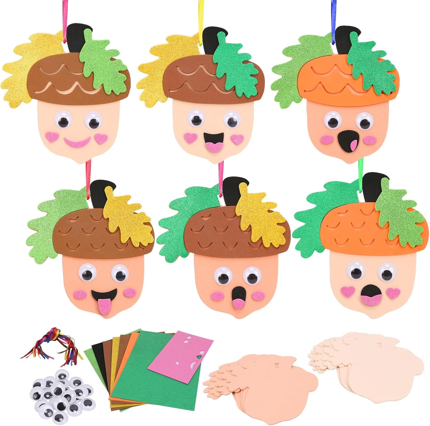 Fennoral 12 Pack Fall Crafts for Kids Make You Hazelnut Foam Stickers DIY Autumn Art and Craft for Boys Girls Party Supply Art Activities Birthday Gifts Fall Thanksgiving Decoration