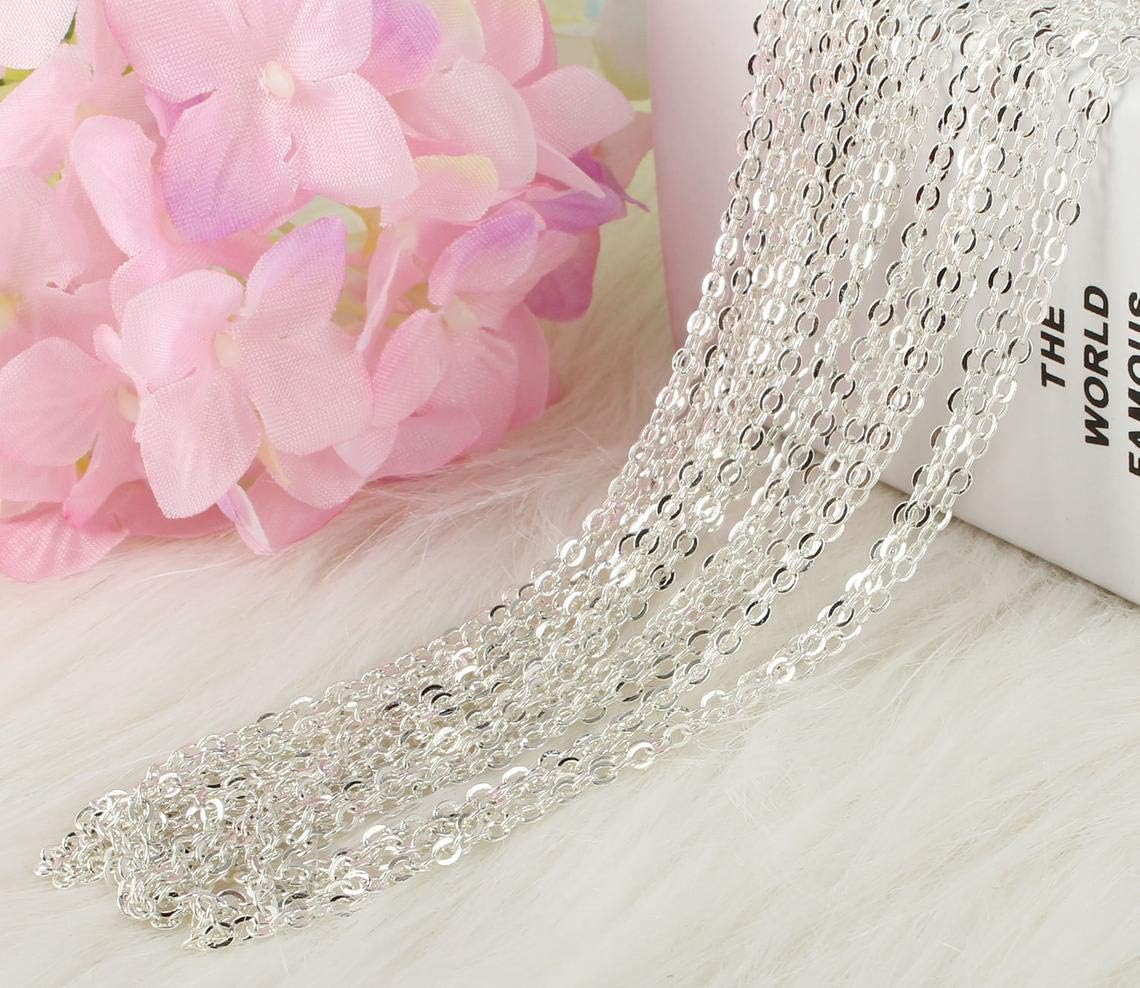 Wholesale 12 PCS Silver Plated Solid Brass Fine Flat Cable Chains Bulk for Jewelry Making 18-30 inches (26 Inch(2MM))
