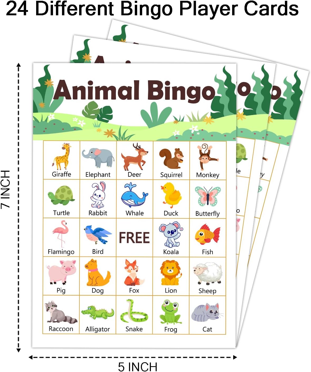 Jungle Animal Party Bingo Game Cards(24 Players), Gender Reveal Themed Bingo Card for Family Friend Adult, Large Group Holiday Neutral Gender Reveal Party Activity Favor Decoration Supplies -010