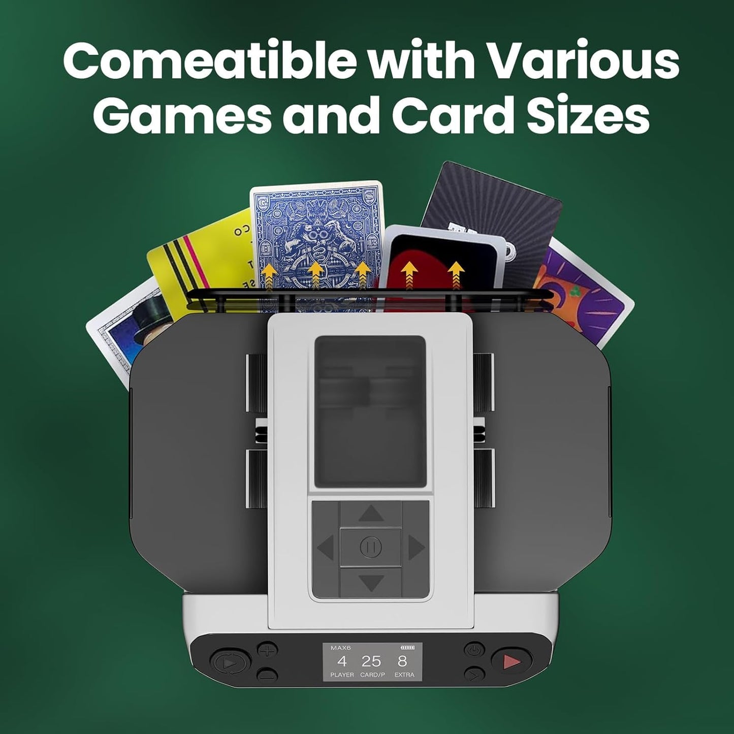 Automatic Card shuffler and Dealer 2-in-1 Machine 2025, 1-12 Player, Rotatable 360°, Remote Card Calling, Ultra Quiet, Rechargeable, for Board Games and Poker, Casino Card, UNO (White)