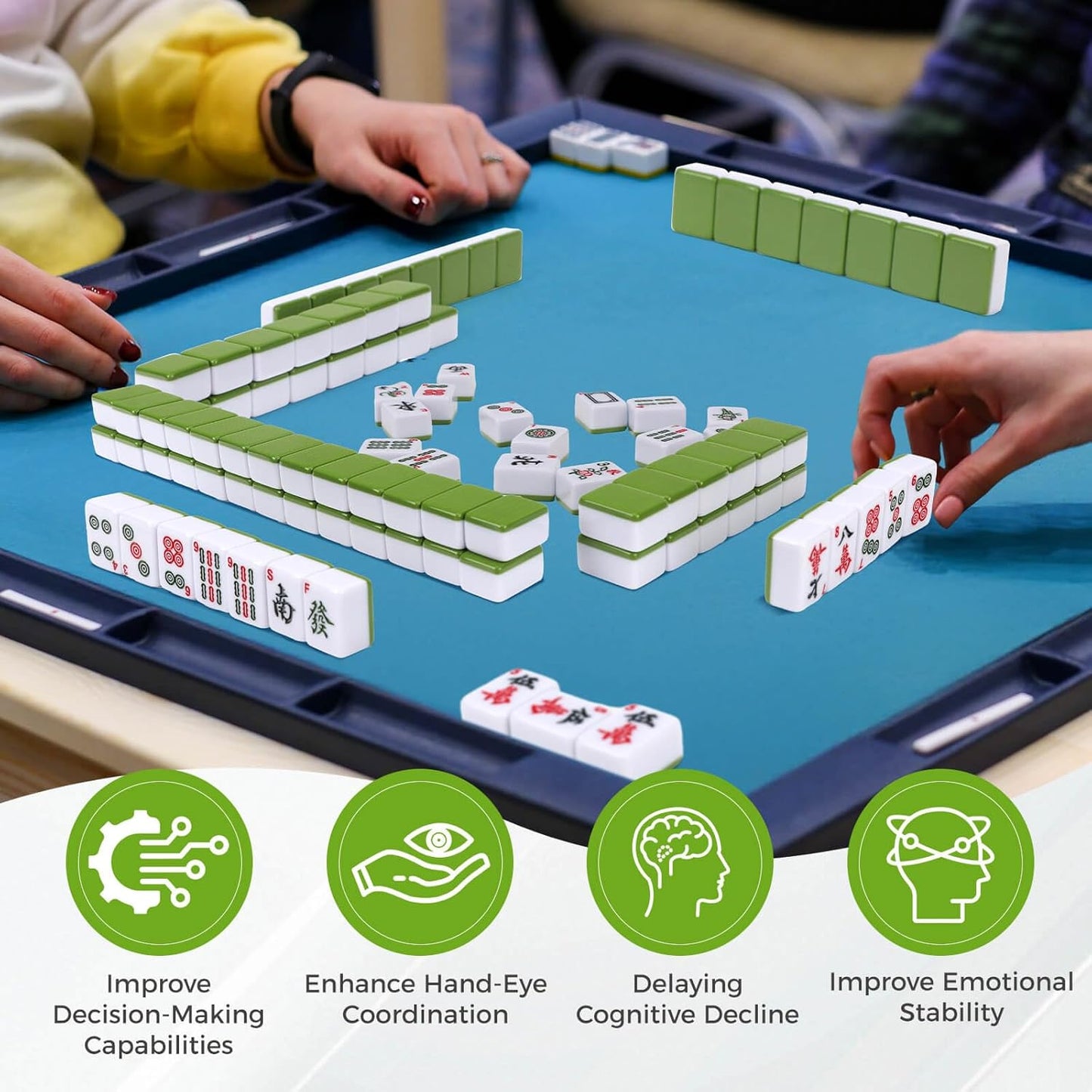 Mahjong Tile Set, 146pcs Chinese Mahjong Set Quality Mah Jong Tiles with Exquisite Storage Box Easy to Carry, Instructions Include Mah Jongg Sets for Family & Friends Gatherings