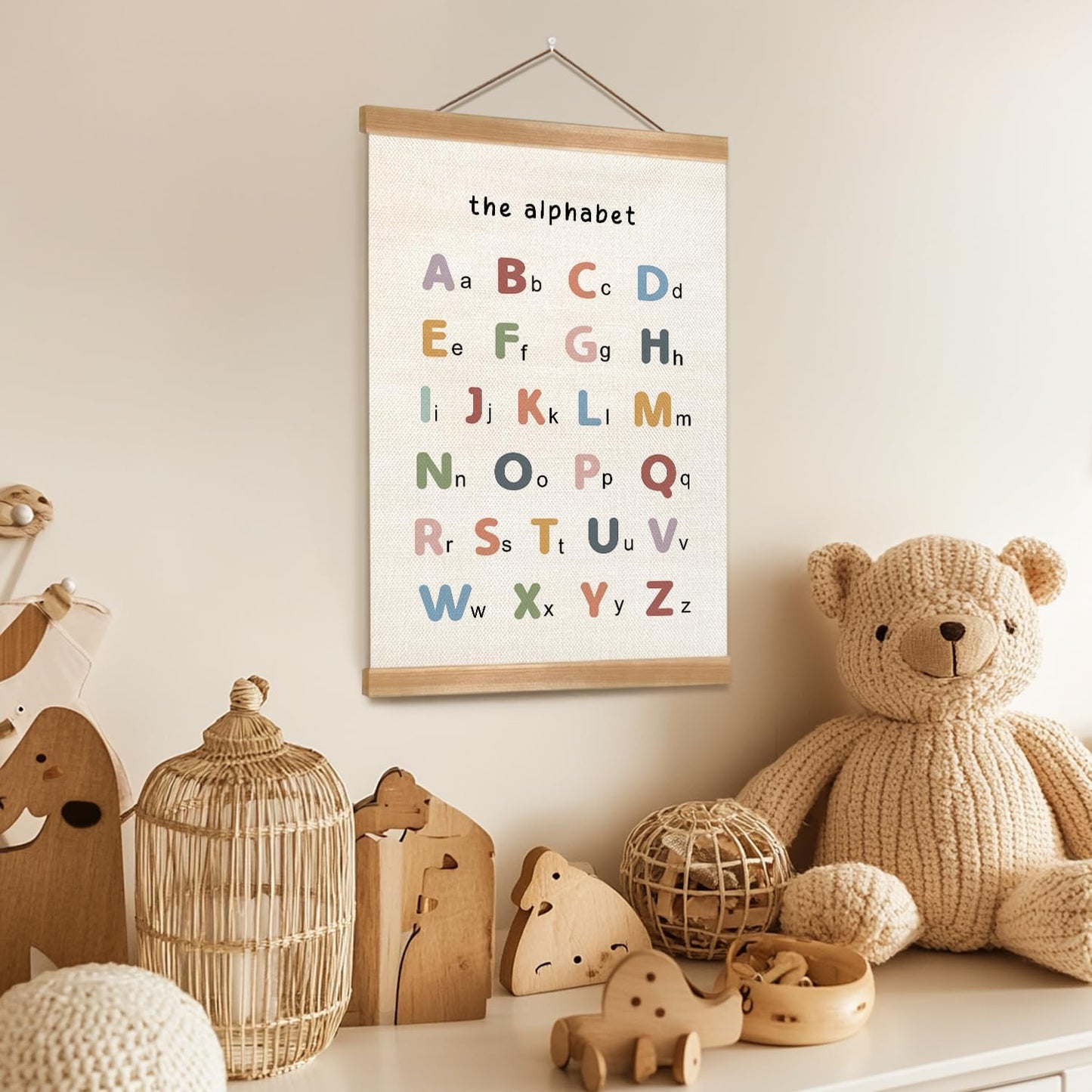 ZTGDA Alphabet Numbers Poster Set of 2, Alphabet Numbers Wall Art, ABC Banner Poster, Banner Wall Hanging Decor for Toddler Room Playroom Nursery Wall Classroom Decor (12x16inch ABC&123)