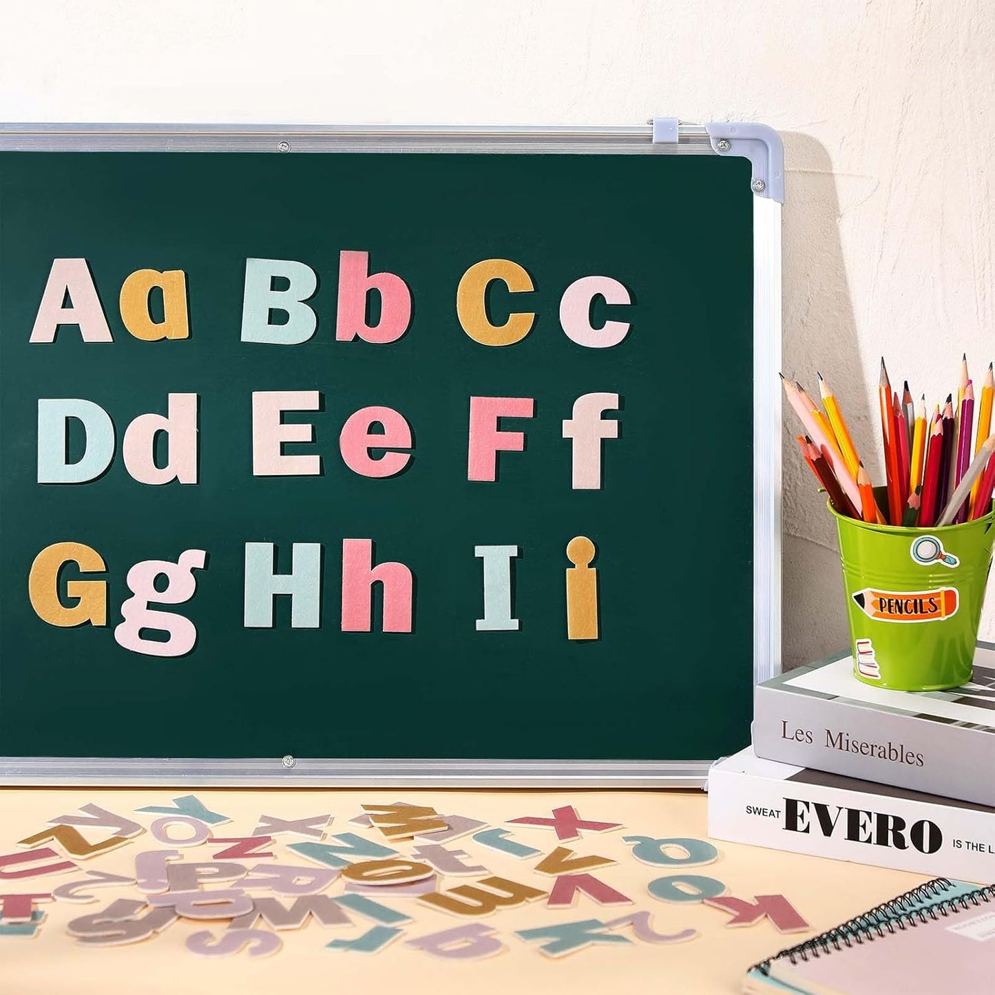 Breling 310 Pieces Felt Bulletin Board Letters Sticker with Number, 2" Bulk Self Adhesive ABC Upper Lowercase Sticky Letter for Christmas Gift Poster Bulletin Board Classroom(Boho Color)