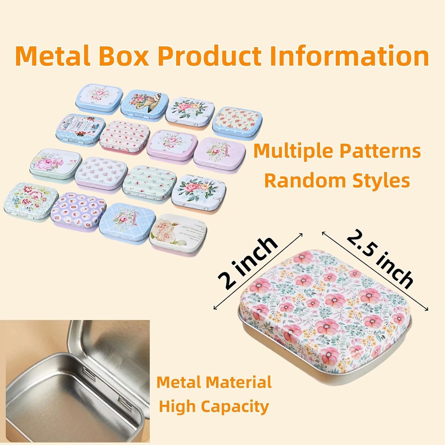 Round Shape Knitting Stitch Markers,50Pcs Multicolor Metal Stitch Markers with Floral Design Small Tin Box