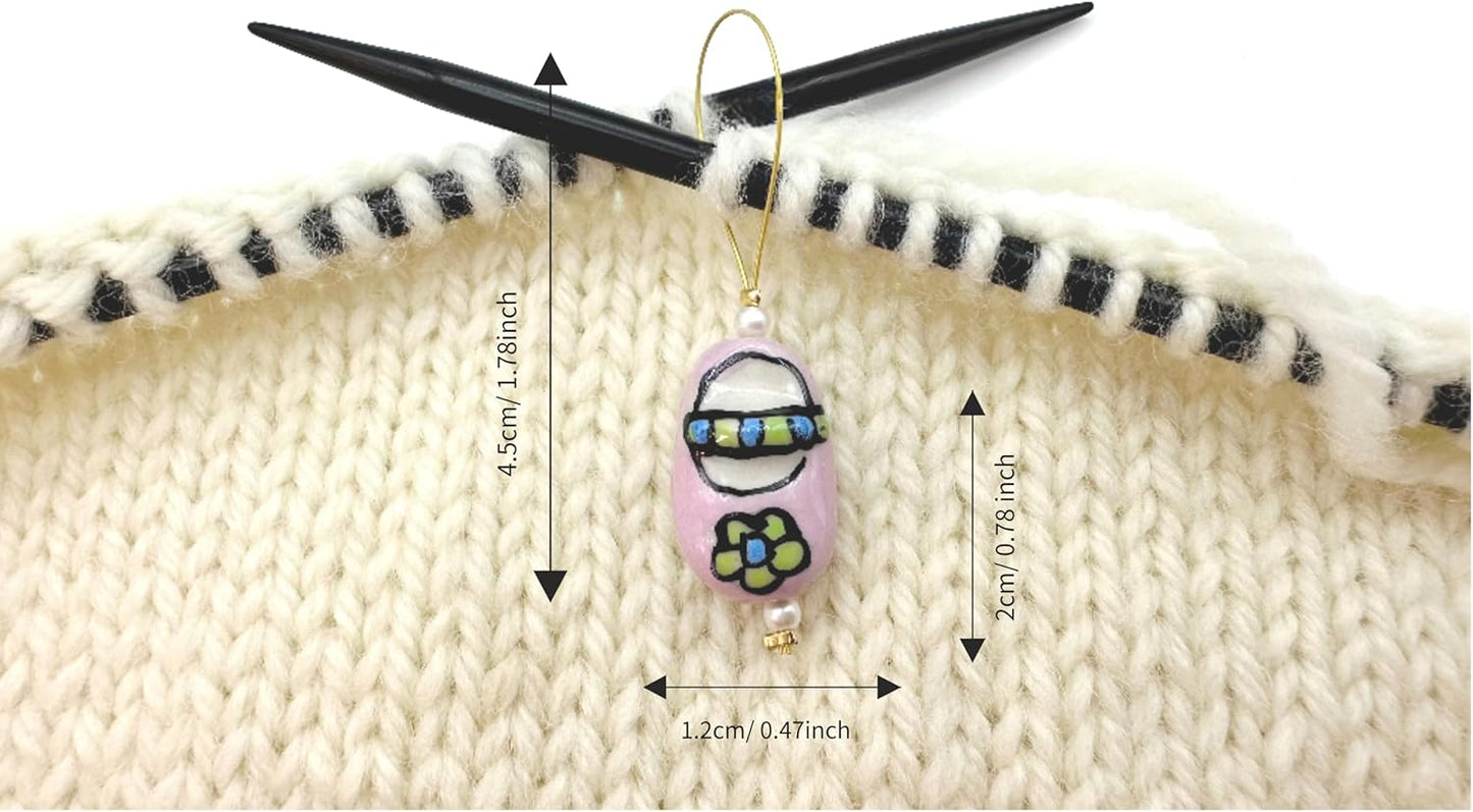 Knitting and Crochet Stitch Markers 4 PCS in One Case, 2 Pink Shoes Closed Rings& 2 Panda Openable Markers