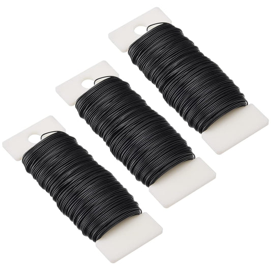 Hapeper 22 Gauge Floral Flexible Paddle Wire for Christmas Wreath Tree, Flower Arrangements, 3 Pack 114 Yards (Black)