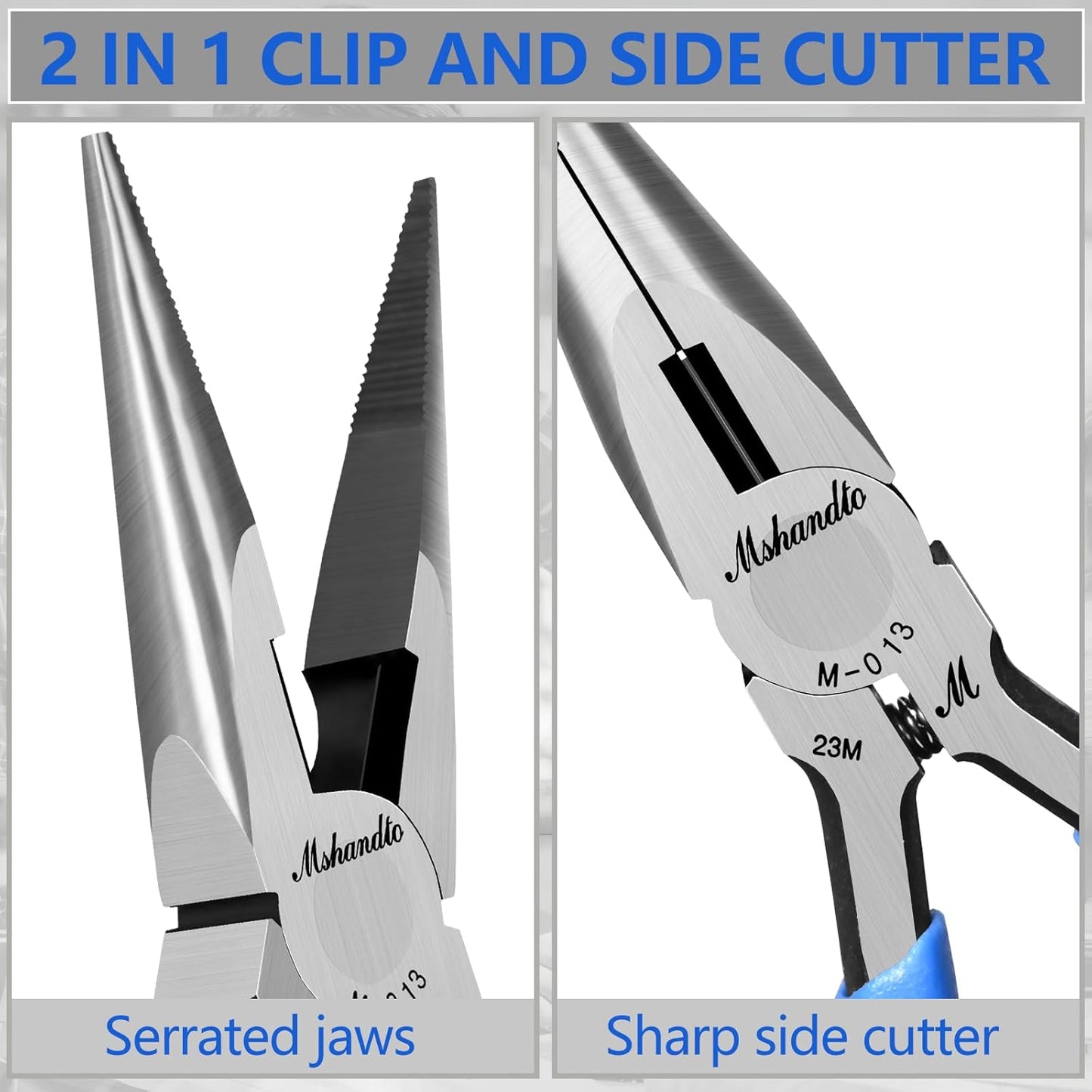 Needle Nose Pliers Set, mshandto 5" Long Nose Pliers for Wire Bending, 10 Pack High Carbon Steel Needle Nose Pliers, Serrated Jaw Pliers for Jewelry Making, Electronics, Object Grasping, Craft Making