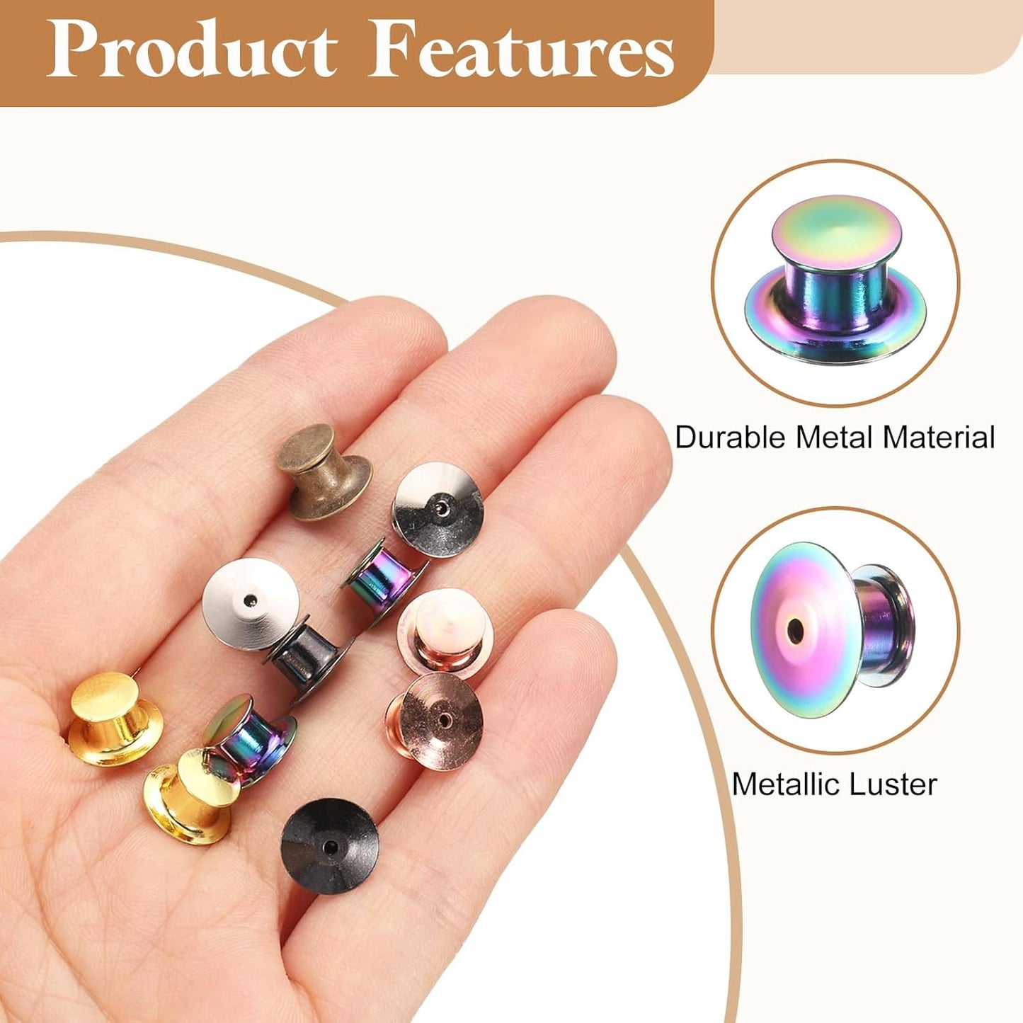 uxcell 40Pcs Metal Locking Pin Backs, Pin Keepers Locking Clasp Flat Head Clamp Needle Back Lock for DIY Brooch Crafts Badges Enamel Lapel, Multicolor