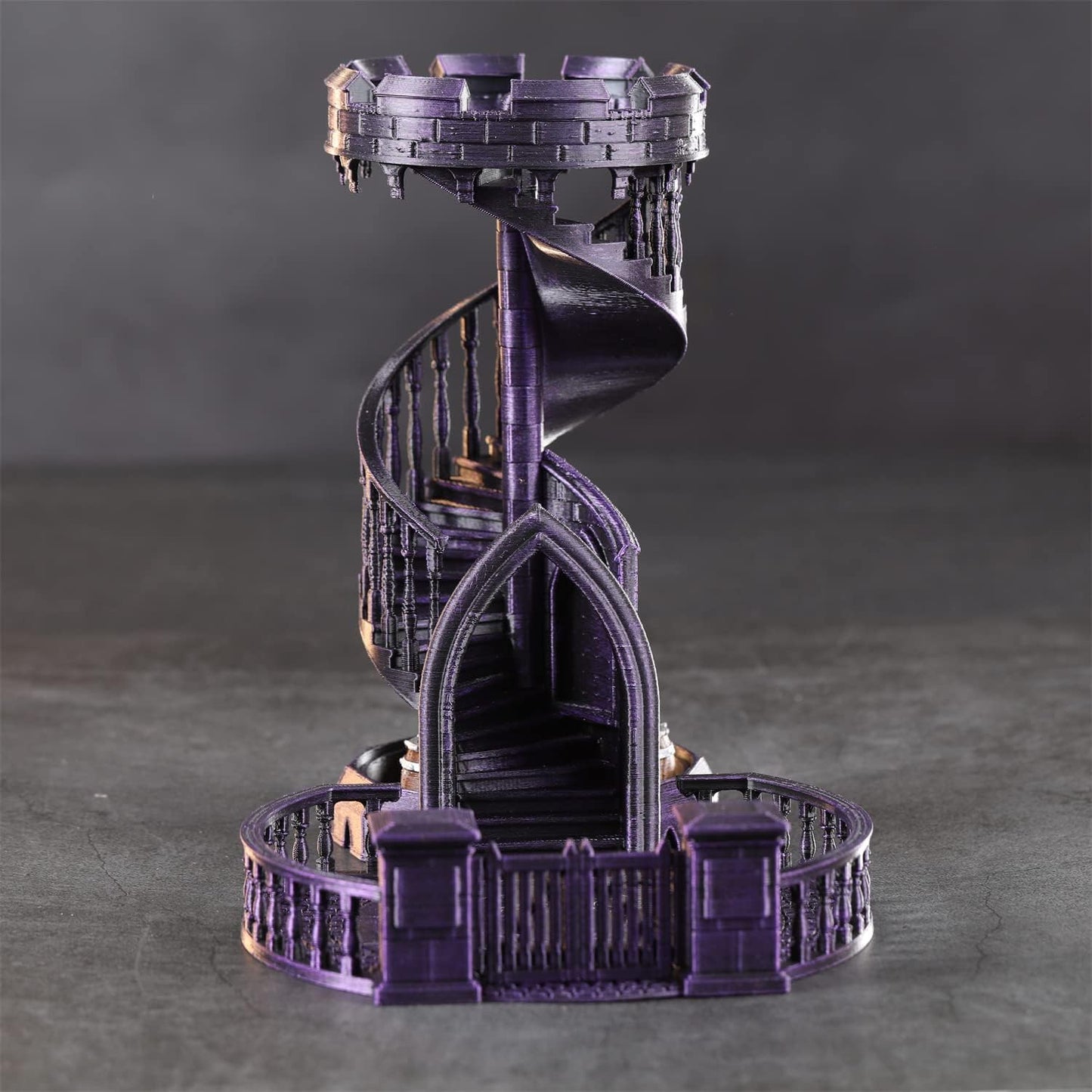 AUSPDICE Dice Tower Castle Retro DND Dice Rolling Tower and Tray for Dungeons and Dragons RPG Tabletop Games (Metallic Purple Color)