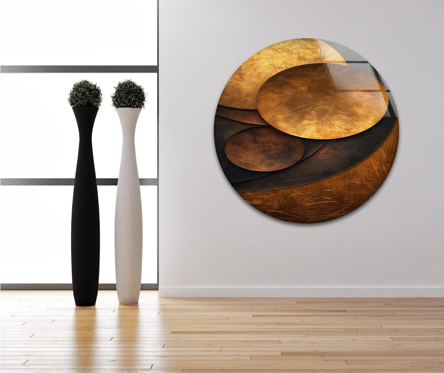 My Photostation.com 24Wx30H'' Bronze Art Deco Geometric Motifs Glass Wall Art Tempered Glass Printing Wall Decor Large Wall Art Wall Hangings