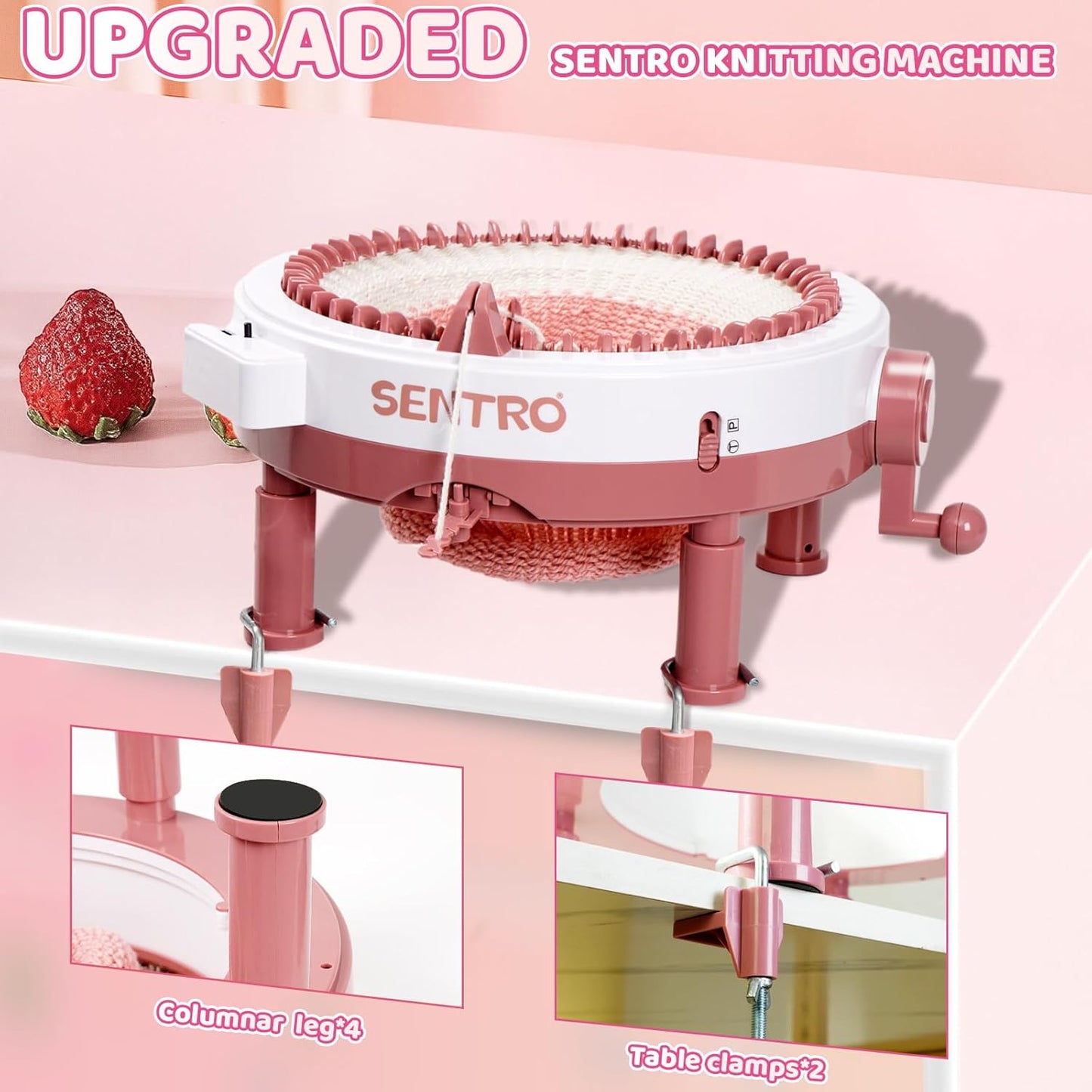 BZVV Knitting Machine for SENTRO 48 Needles Smart Knitting Crochet Machine with Row Counter for Adults and Beginners, Knitting Board Rotating Double Loom, Weaving Loom Machine Kit New Year Gifts