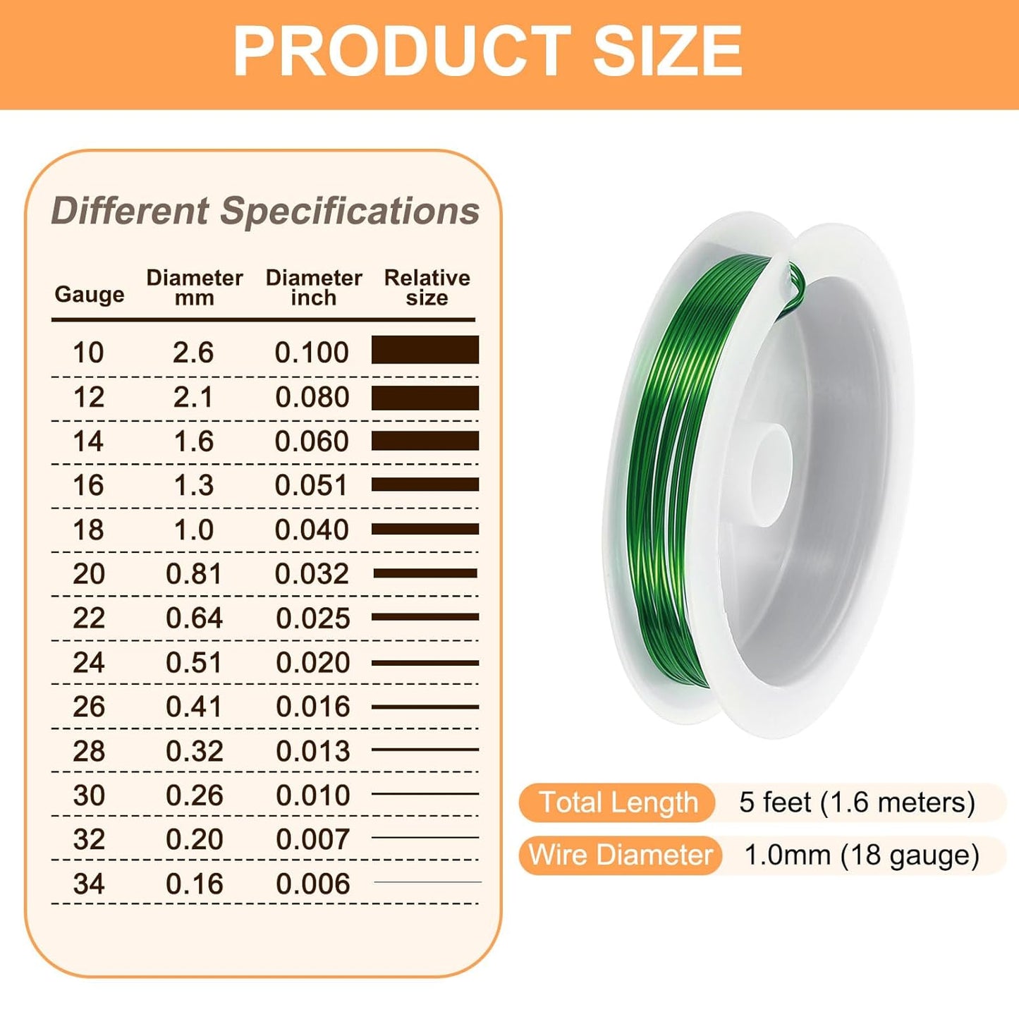 HARFINGTON 5ft Jewelry Wire, 18 Gauge (1mm) Brass Craft Soft Metal Tarnish Resistant Copper Beading Wire for Jewelry Making Supplies Crafting, Green