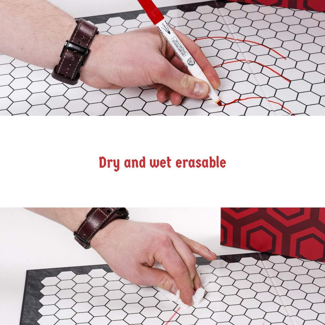 The Authentic Role-Playing Game Board by Hexers, Mat Alternative, Compatible with Dungeons and Dragons D&D DND Pathfinder RPG, 27x23 inches, 1 inch Square and Hexes Battle Grid, Foldable & Dry Erase