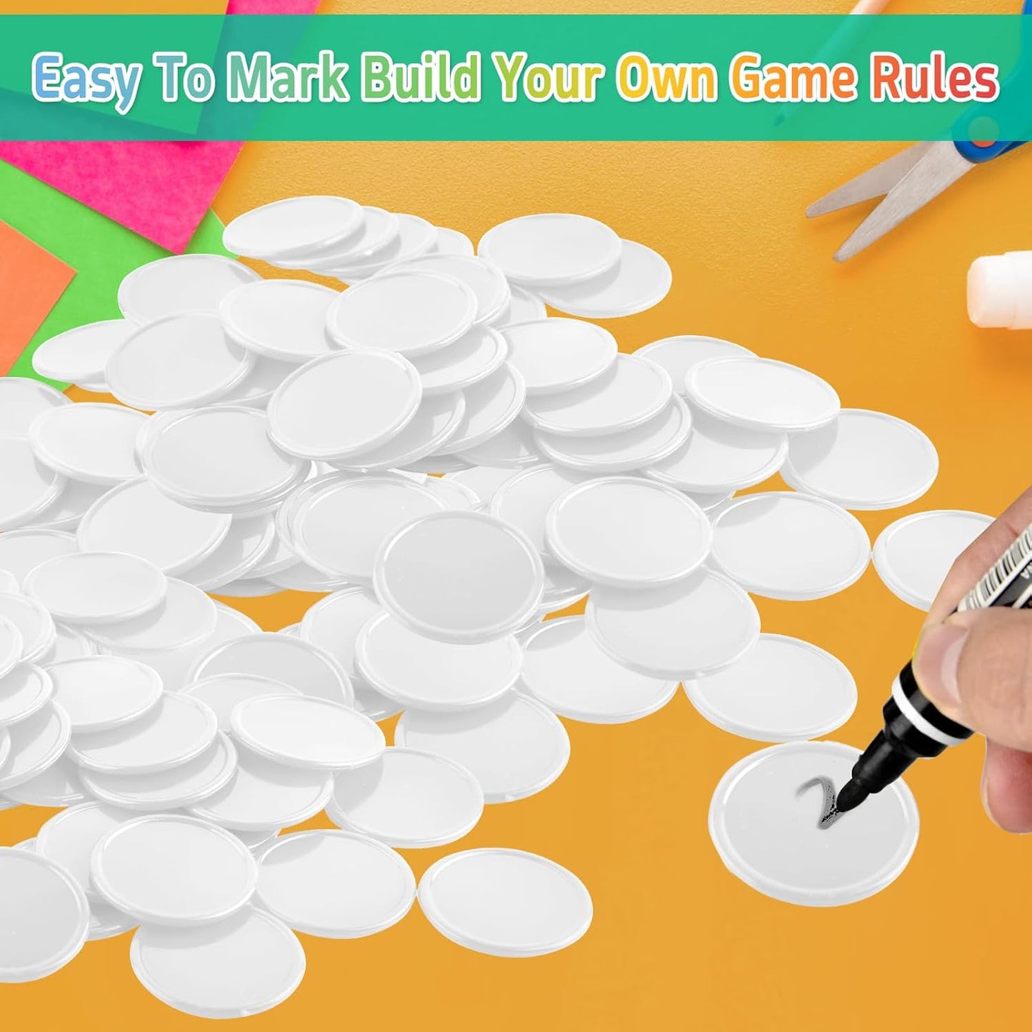 Coopay 600 Pieces Plastic Poker Chips Learning Counters Disks Bingo Chip Counting Discs Markers for Math Practice and Poker Card Game Tokens, Teaching Rewards, 38 mm/ 1.5 Inches (White)