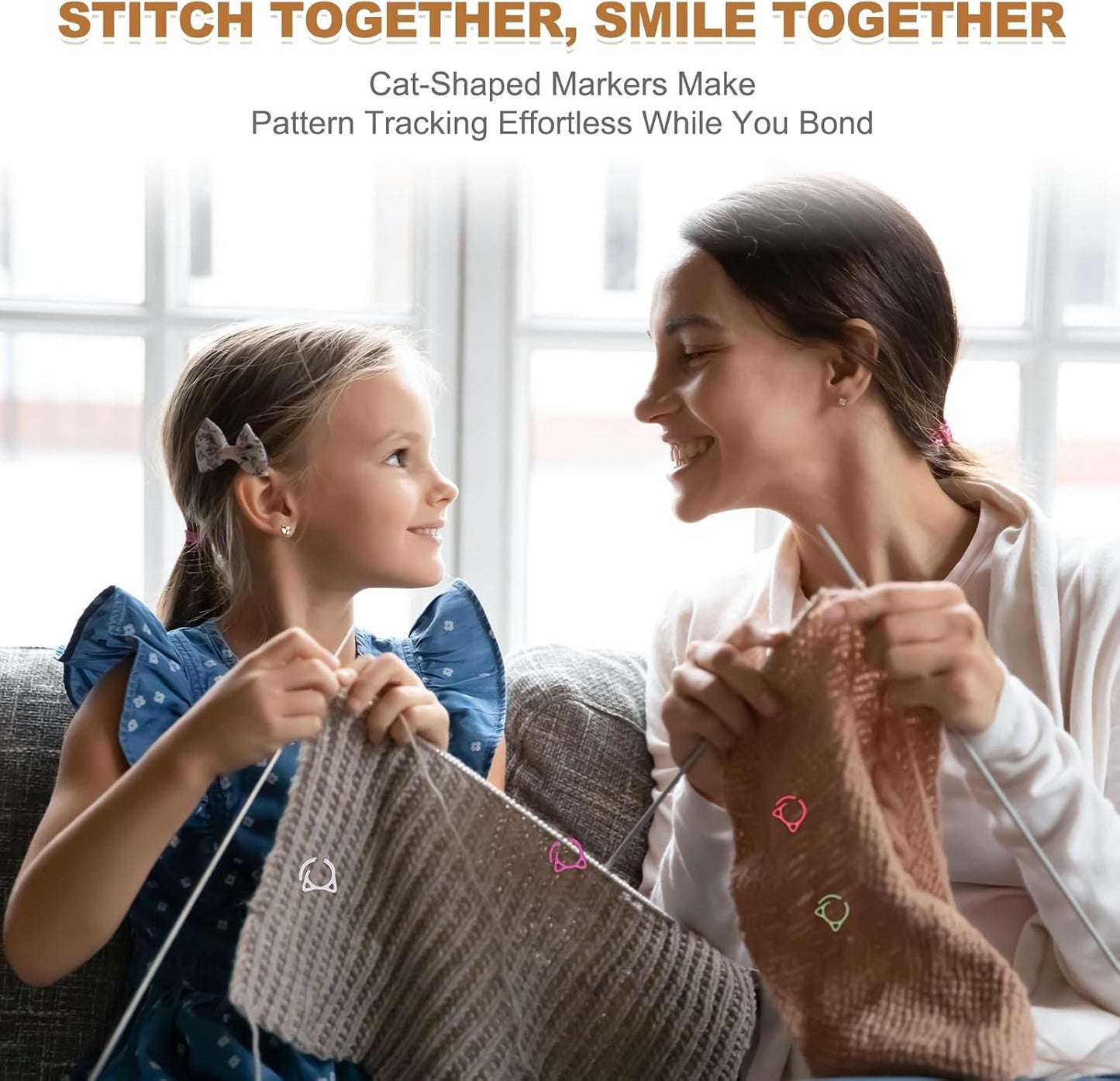 PATIKIL Cat Crochet Stitch Markers, 12 Pack Stitch Marker for Knitting Crocheting Supplies Cute Metal Spiral Knit Clip Ring Counters for Crochet Yarn DIY Crafts, White