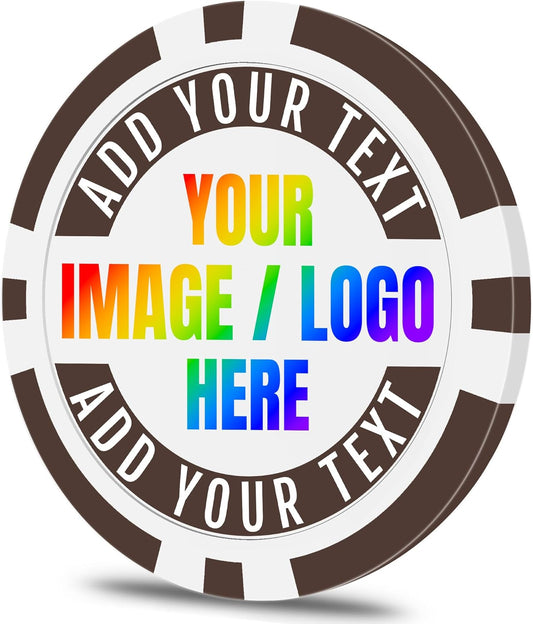 50 Custom Poker Chips, Personalized with Your own Logo, Photo or Text - 11.5g Casino Chips for Poker Gram, Tournaments, Business Card, Token