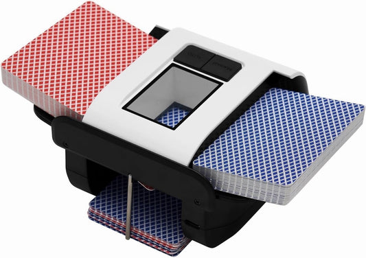 Automatic Card Shuffler, 1-2 Deck Playing Cards Shuffler, One Press Auto or Manual Shuffling Machine, Quiet for UNO Blackjack Bridge Phase 10 Skip-Bo, Rechargeable Portable for Travel, No Jams
