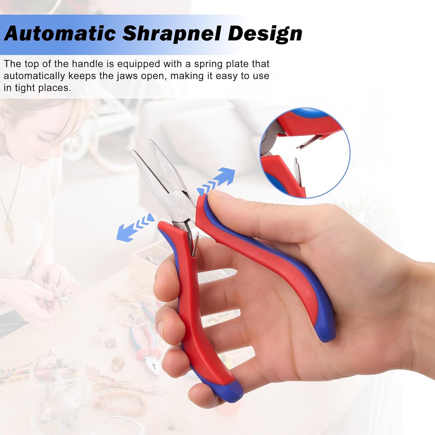 Needle Nose Pliers Set - 8 Pcs High Hardness Carbon Steel Mini Pliers with Ergonomic Handle, Automatic Shrapnel Design, and Multiple Types of Jaws for Repairing Electronics and Cutting Wires