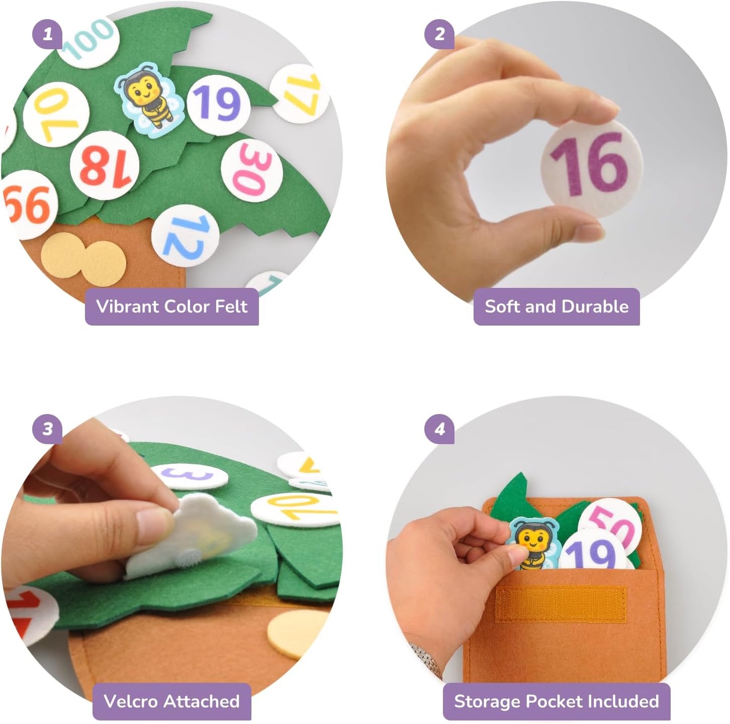 CHEFAN Tree and Numbers Props from The Childhood Favorite Book, Felt Numbers and Letters