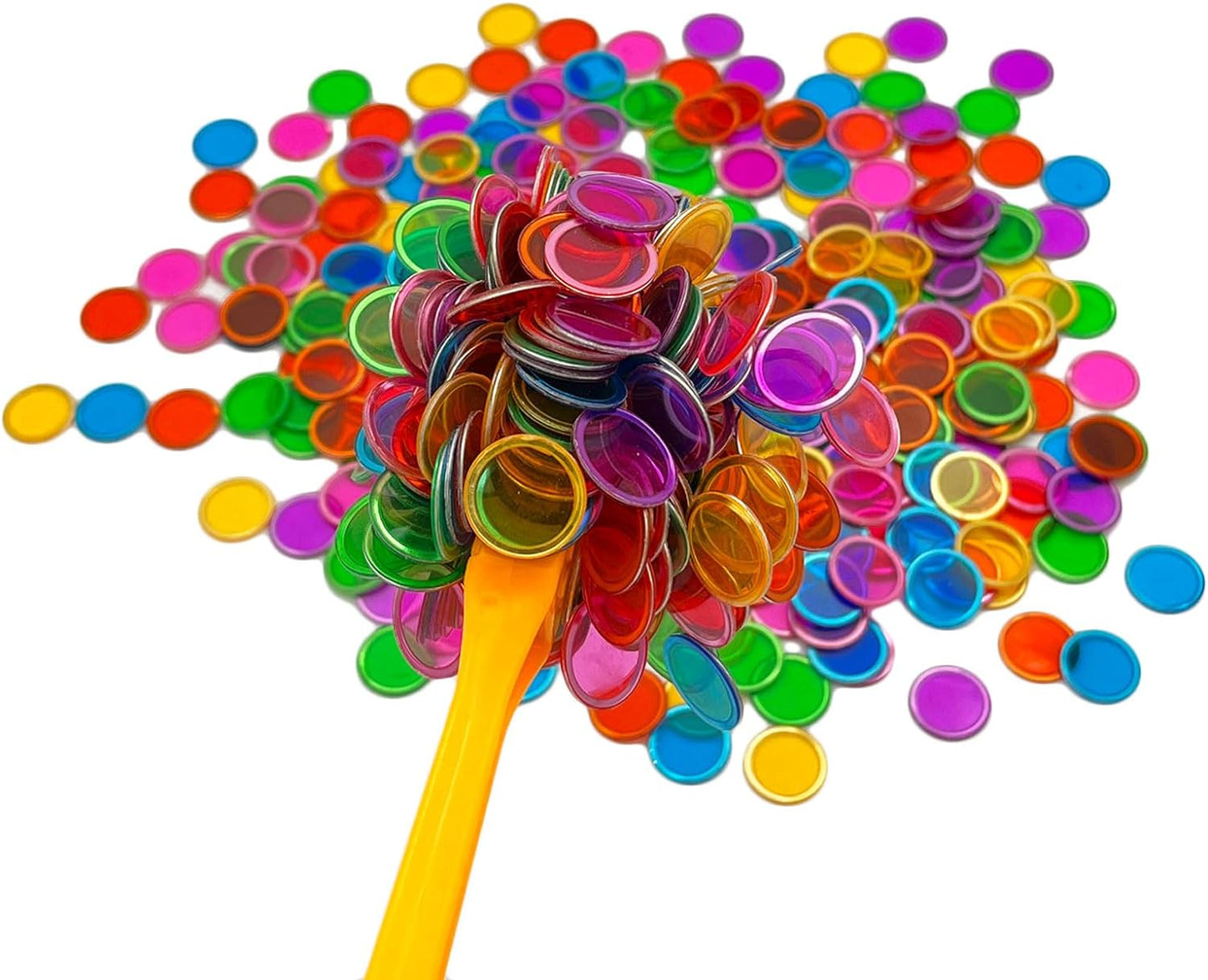 500 Pieces 6 Color Magnetic Transparent Bingo Counting Chips with Metal Edge