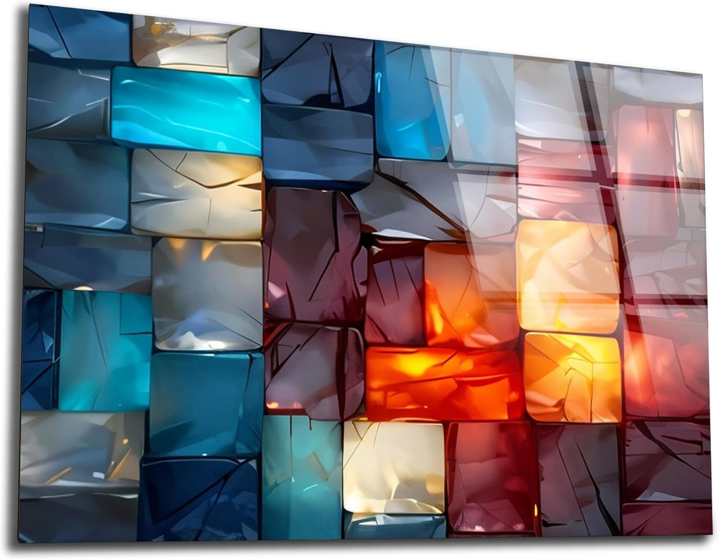 Magical Light Play and Stunning Colors Printed Tempered Glass Wall Art Painting for Living Room, Tempered Glass Modern Prints Decor, Large Vivid Color Panel for Bedroom, Kitchen, or Office