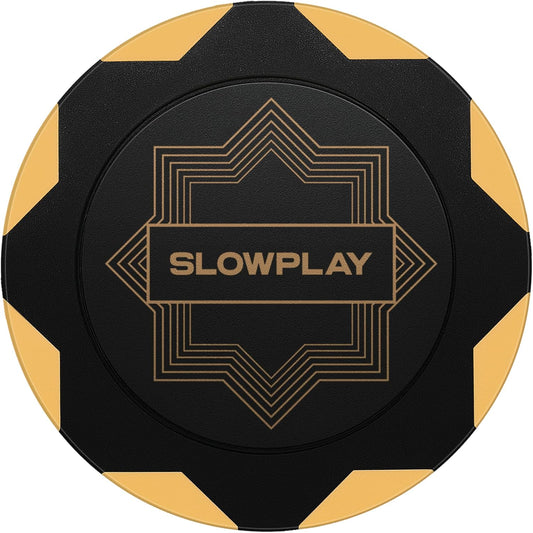 SLOWPLAY Nash Clay Poker Chips, 14 Grams Heavyweight Clay Composite, 40mm Large Chips in Bulk, Pack of 50 in Gold Without Denomination