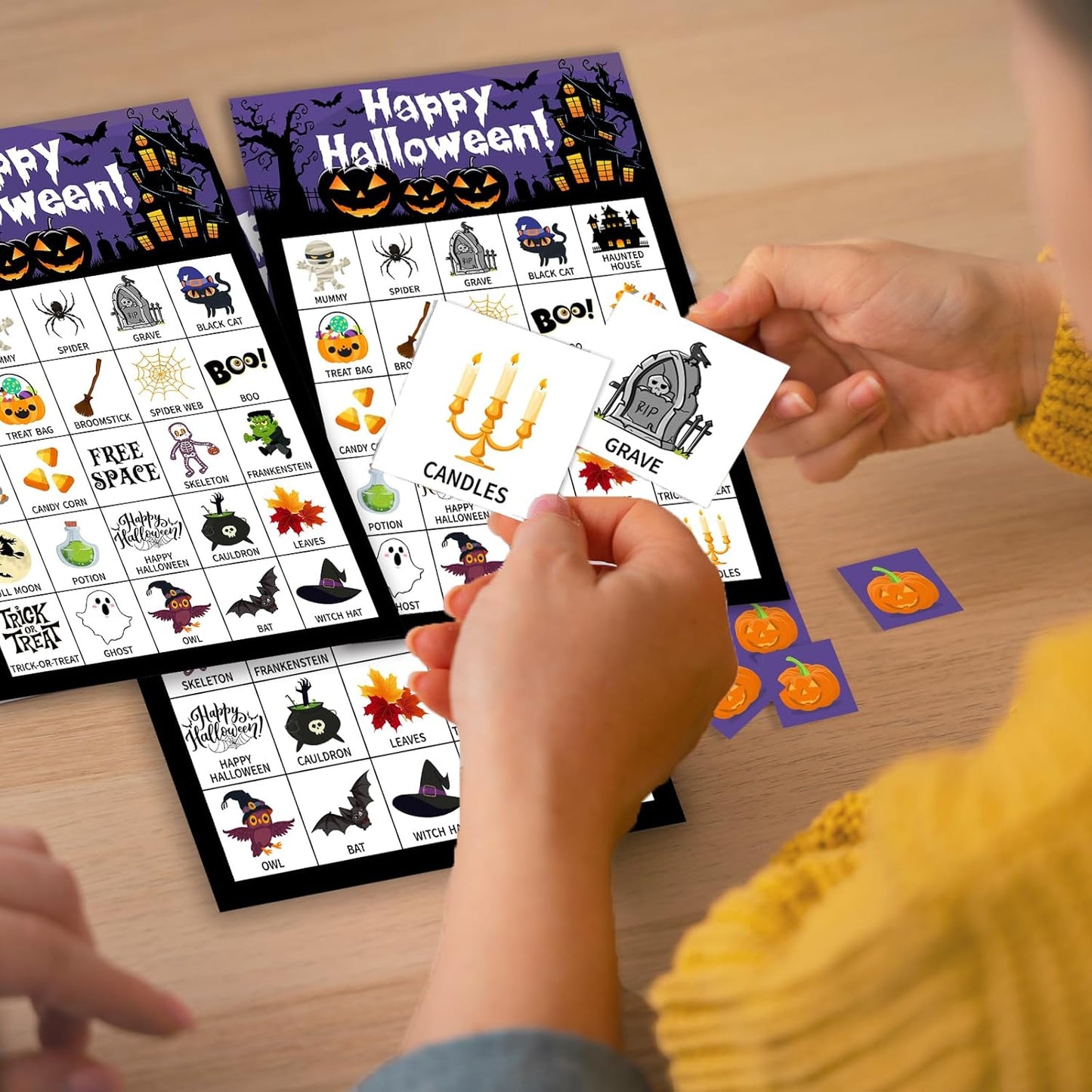 Halloween Bingo Game Cards, 24 Players Halloween Bingo Game for Teens Adults, Holiday Party Favors Supplies