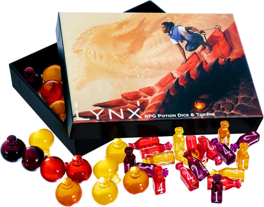 15 DND Healing Potion Tokens and Each Potion Level Has a Color Matching D4 Dice Set to Easily Track & Roll for Your D&D Potions - Dungeons and Dragons Role Playing Gift RPG Accessories Markers