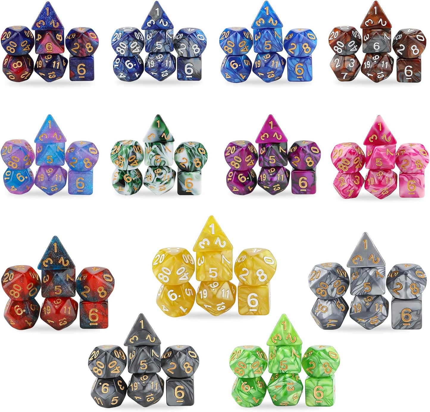 DND Dice Set, 25 X 7 Polyhedral Dice (175 Pieces) for Dungeons and Dragons DND RPG MTG Table Game D4 D6 D8 D10 D12 D20 25 Colors Dice with 1 Large Flannel Bag