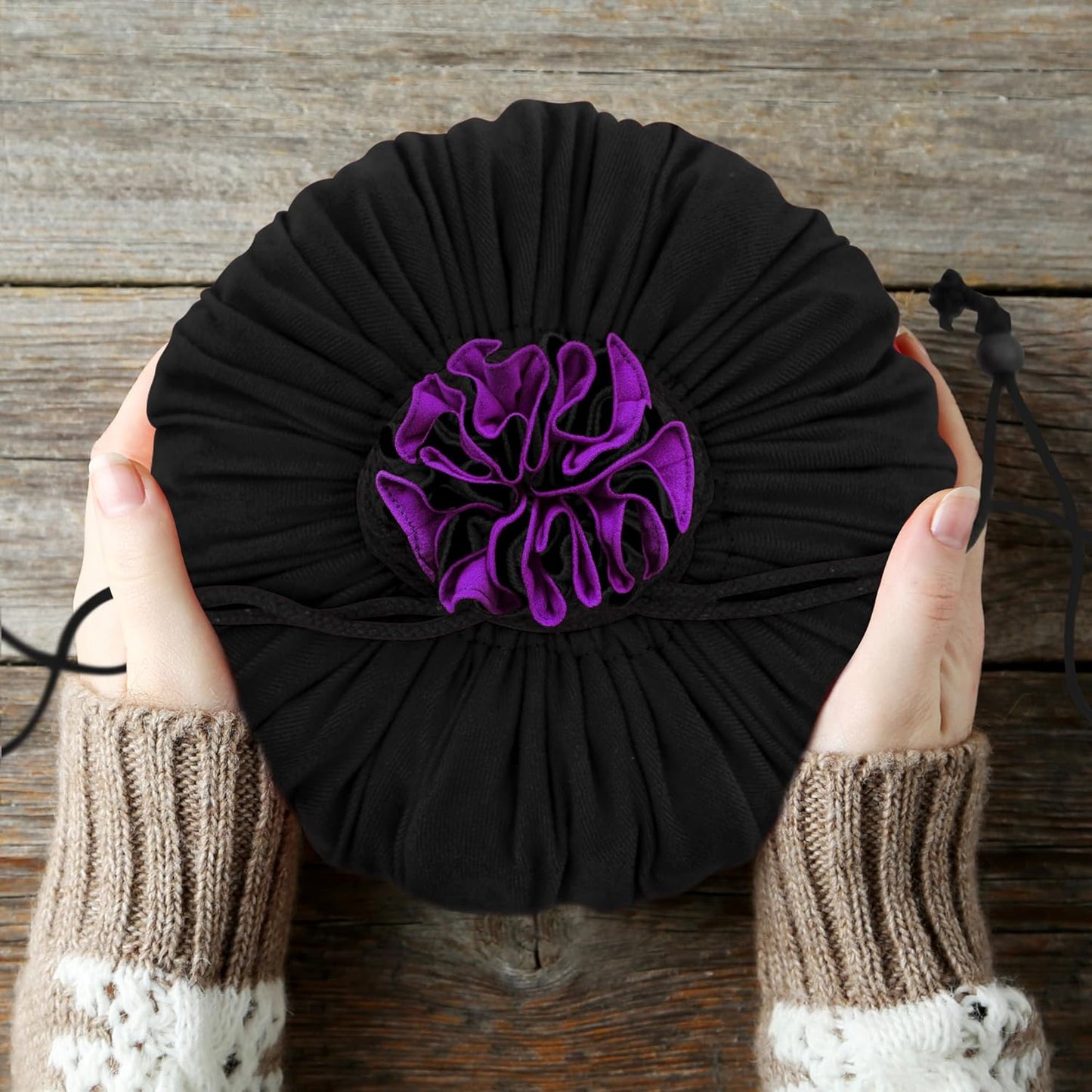 SIQUK Large Dice Bag with Pockets Drawstring Dice Bag DND Dice Storage Bag Big Capacity Dice Pouch for RPG MTG Table Games, Hold over 300 Dice (Black & Dark Violet)