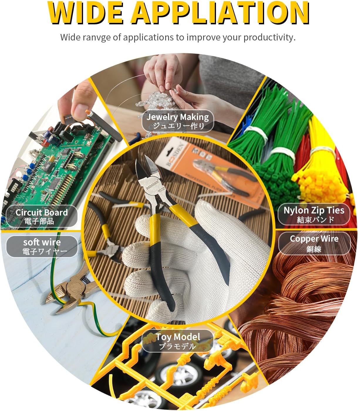 BOOSDEN 5" Wire Cutters, 5 Pack, Precision Cutting Pliers, Ultra Sharp Wire Snips Wire Clippers, Spring Loaded Flush Cutter, Diagonal Cutting Pliers for Jewelry Making Crafting, Wire Cutters Set