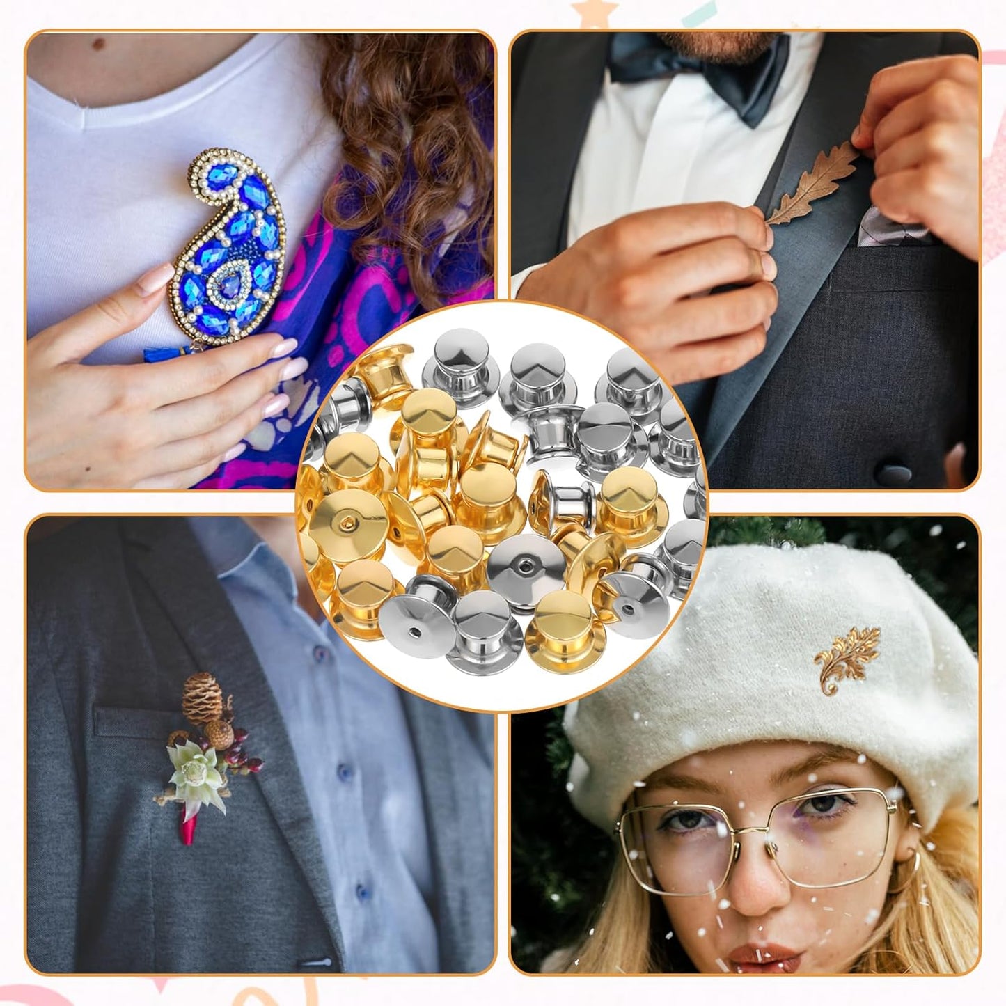 30 PCS Metal Locking Pin Backs for Enamel Pins, Pin Locks for Enamel Pins, Pin Backs Locking for Lapel Hat Badge