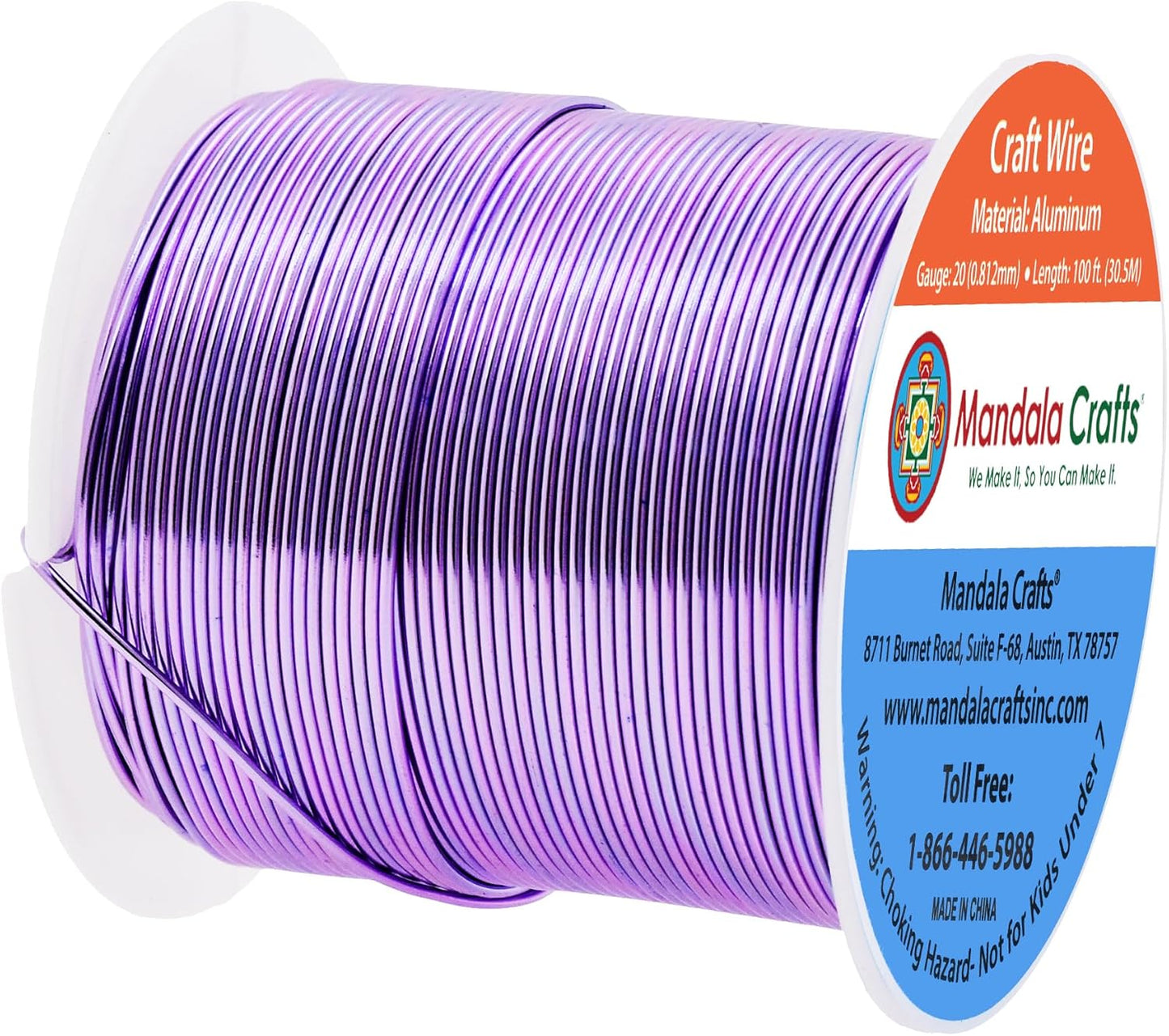 Mandala Crafts 20 Gauge Anodized Aluminum Craft Wire for Jewelry Making - 100 FT Colored Flexible Lavender Wire - Bendable for Bonsai Armature Crafting Sculpting