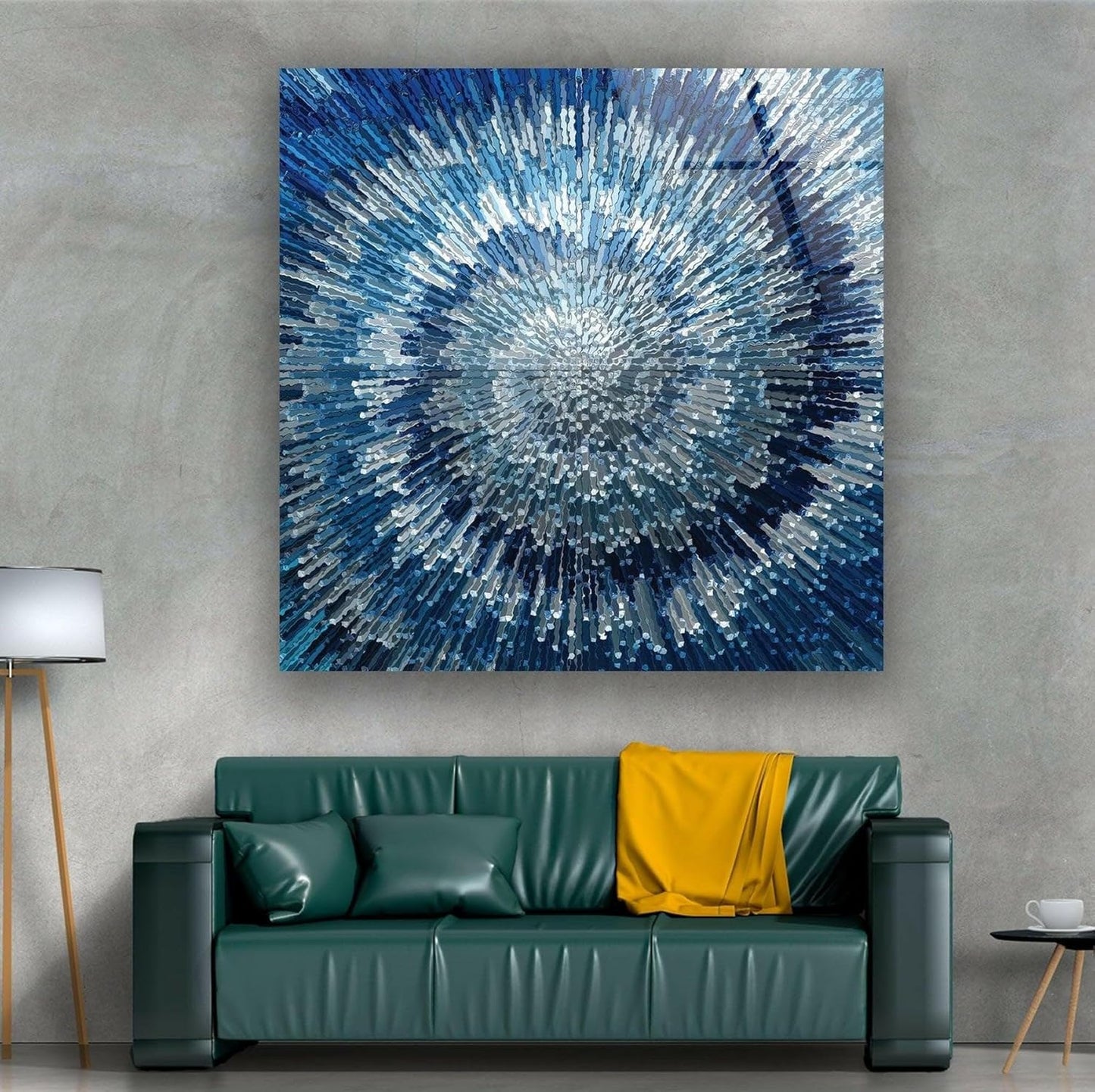 My Photostation.com 60WX40H'' Abstract Blue Textured Glass Wall ArtTempered Glass Printing Wall Decor Large Wall Art Wall Hangings