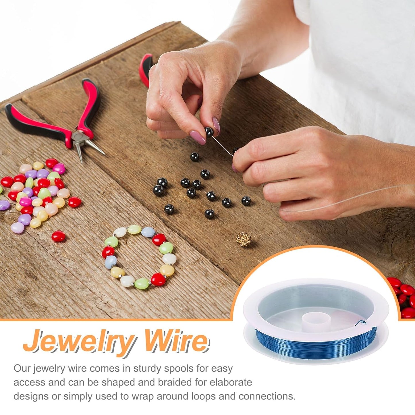 HARFINGTON 20ft Jewelry Wire, 24 Gauge (0.5mm) Brass Craft Soft Metal Tarnish Resistant Copper Beading Wire for Jewelry Making Supplies Crafting, Blue