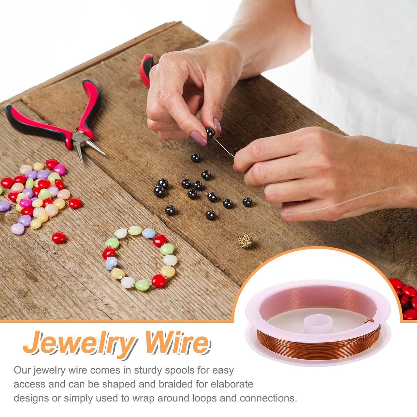 HARFINGTON 13ft Jewelry Wire, 22 Gauge (0.6mm) Brass Craft Soft Metal Tarnish Resistant Copper Beading Wire for Jewelry Making Supplies Crafting, Coffee