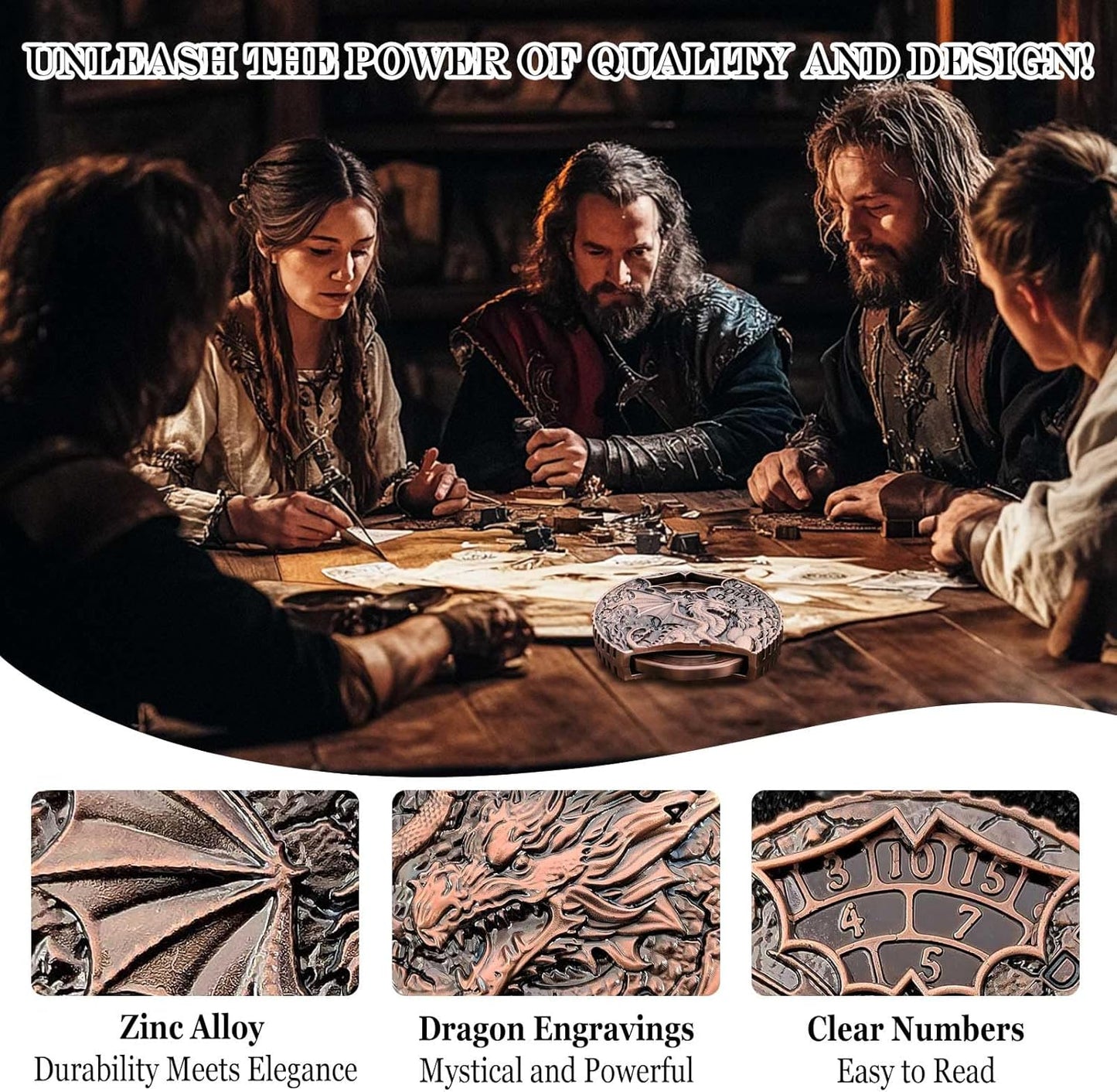 DND Dice Set Roulette: Fidget D4 D6 D8 D10 D10% D12 D20 All in One Metal D&D Spinner Dice - Cool Role Playing Dice Gifts for Dungeons and Dragons TRPG MTG Games Lover Players (Ancient Red)