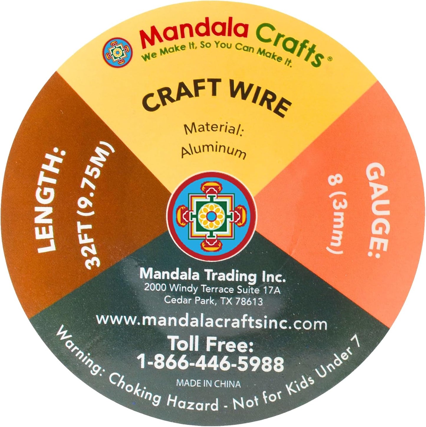 Mandala Crafts 8 Gauge Anodized Aluminum Craft Wire for Jewelry Making - 32 FT Colored Flexible Silver Wire - Bendable for Bonsai Armature Crafting Sculpting