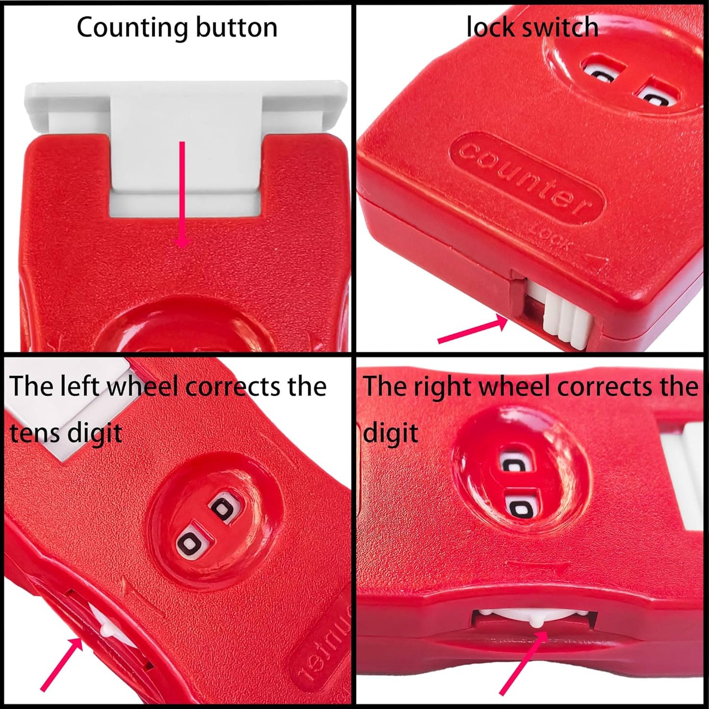 2 Pieces Knitting Counter, Needle Marking Tool, Plastic Knit Counter, Knitting Stitch Counter, Red