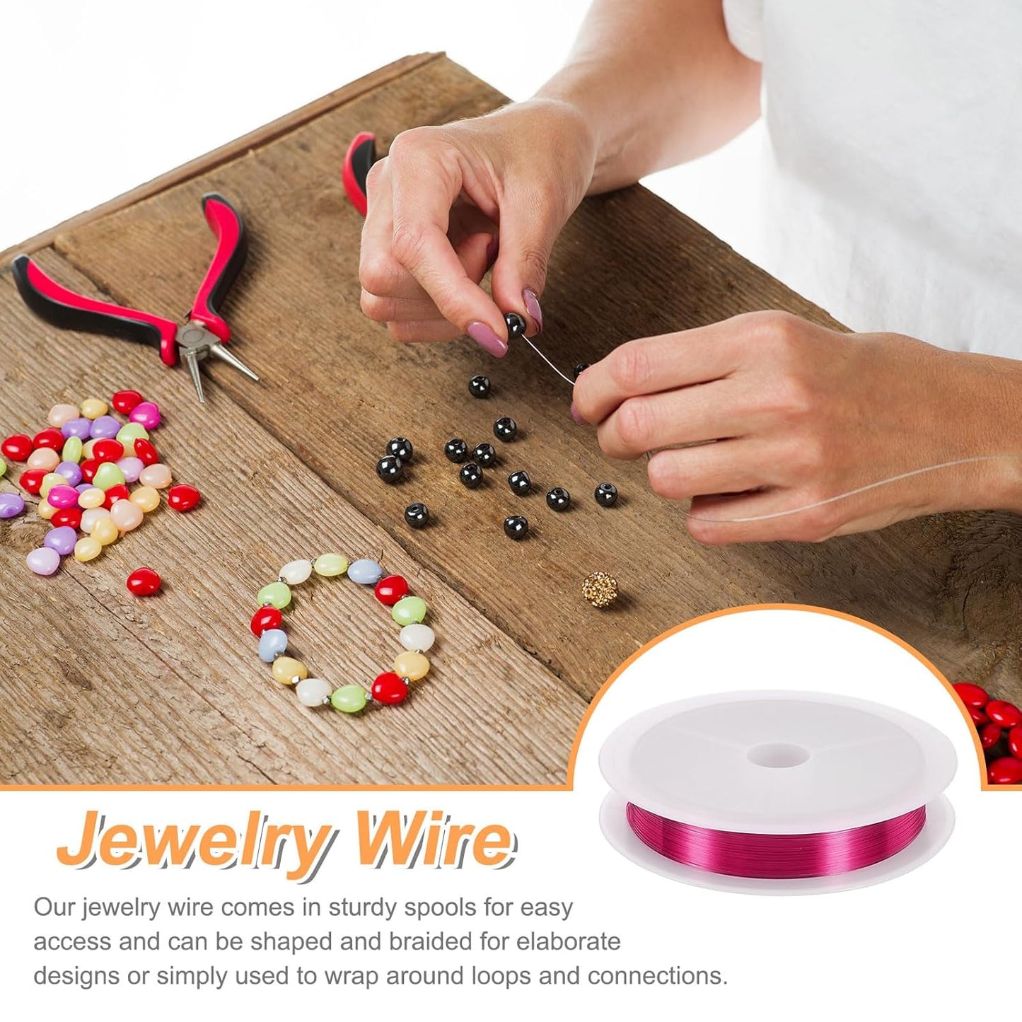 HARFINGTON 82ft Jewelry Wire, 32 Gauge (0.2mm) Brass Craft Soft Metal Tarnish Resistant Copper Beading Wire for Jewelry Making Supplies Crafting, Rose Red