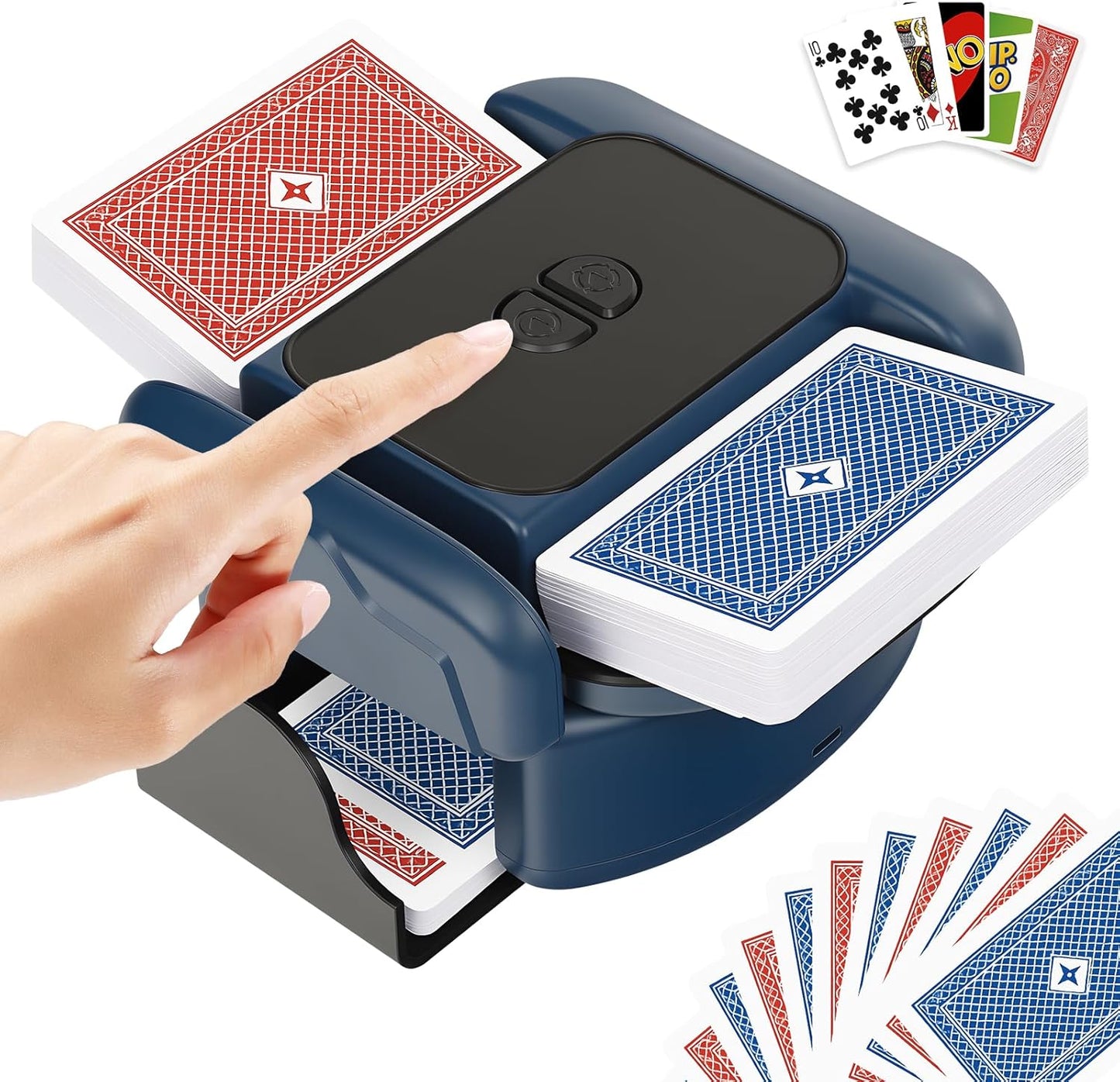 BEE&FLOWER Card Shuffler 2600mAh Rechargeable Auto-Stop Automatic Card Shuffler Low Noise Fits 1-2 Decks Compatible with Poker, UNO, Blackjack, Phase 10