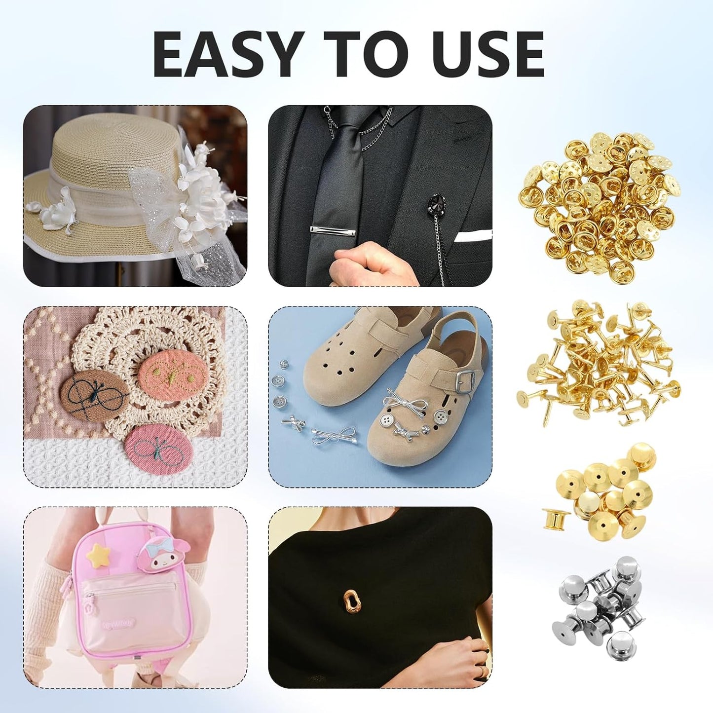 120 PCS Locking Pins Back and Backs Locking Pin, Pins Locks for Enamel Pin Backs Crafts Badge Brooches Jewelry