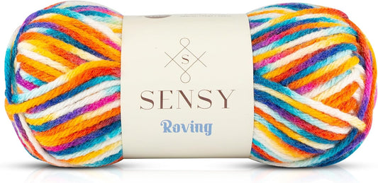 Sensy Roving Multi Color Yarn, 3.5 oz, 132 Yards, Gauge 5 Bulky (Carnaval)