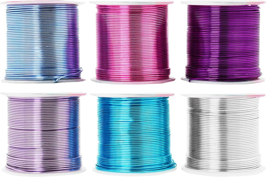 Mandala Crafts 18 Gauge Anodized Aluminum Craft Wire for Jewelry Making - 450 FT Colored Flexible Silver Lavender Purple Pink Ice Blue Turquoise Wire - Bendable for Bonsai Armature Crafting Sculpting