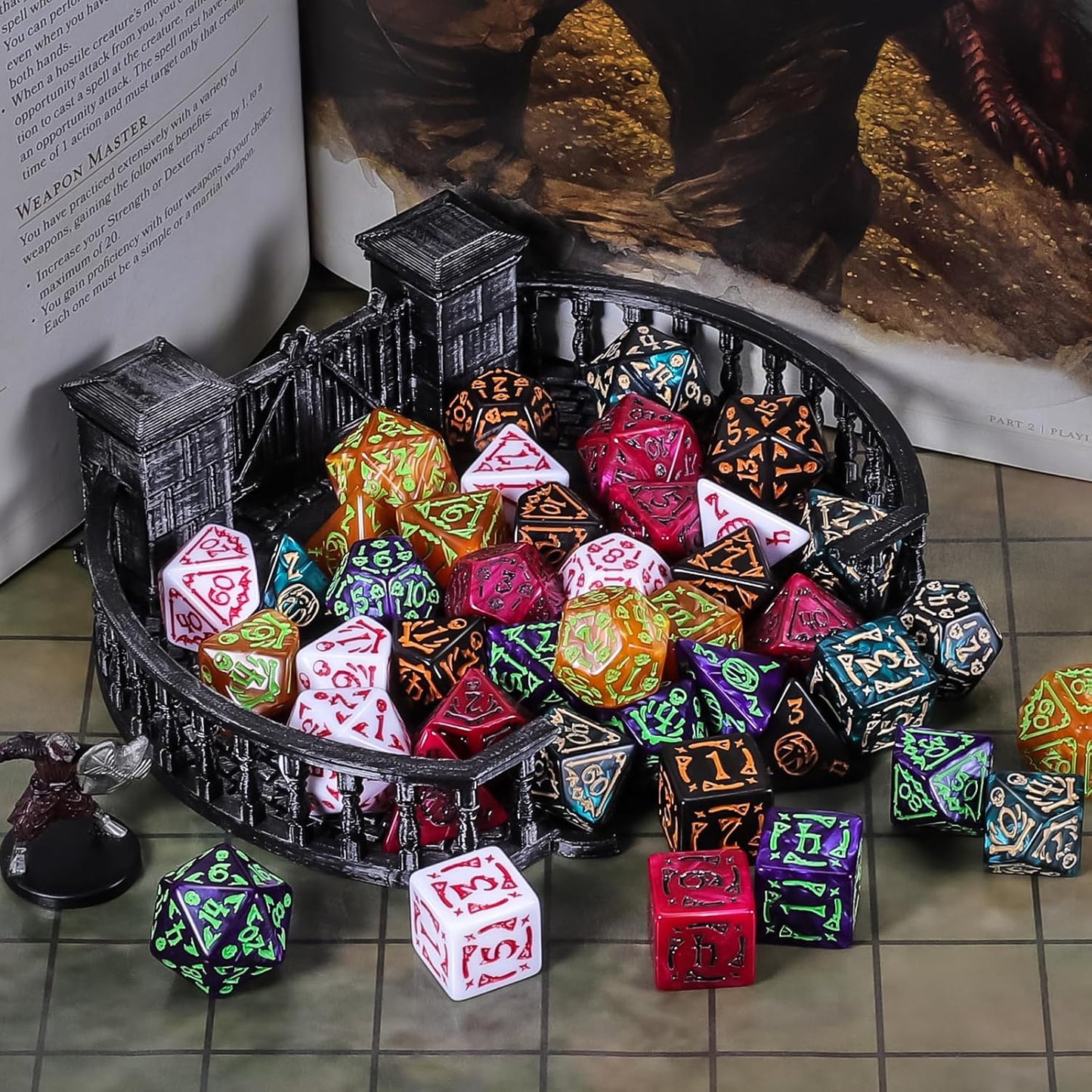 CiaraQ DND Polyhedral Dice Set (42pcs) with A Gold Pattern Drawstring Bag for Dungeons and Dragons RPG MTG Table Games. 6 Sets Halloween Pumpkin Role Playing Dice Set