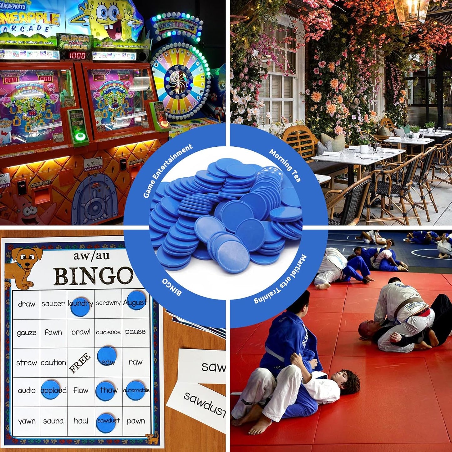 Set of 100 Opaque Plastic Learning Counters Mini Poker Chips Game Tokens with Storage Box (RoyalBlue, 1 Inch)